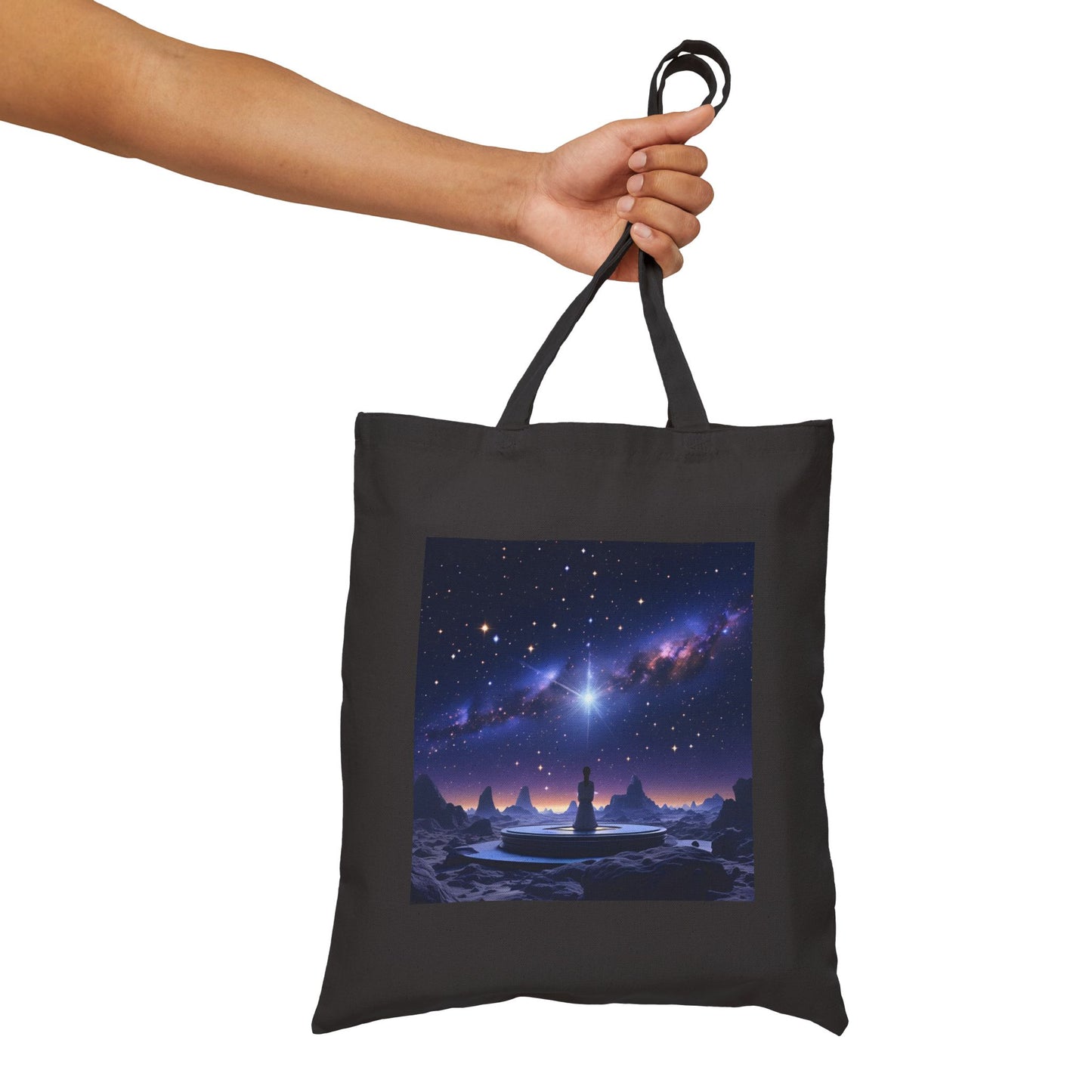 Cosmic Serenity Tote Bag in Black