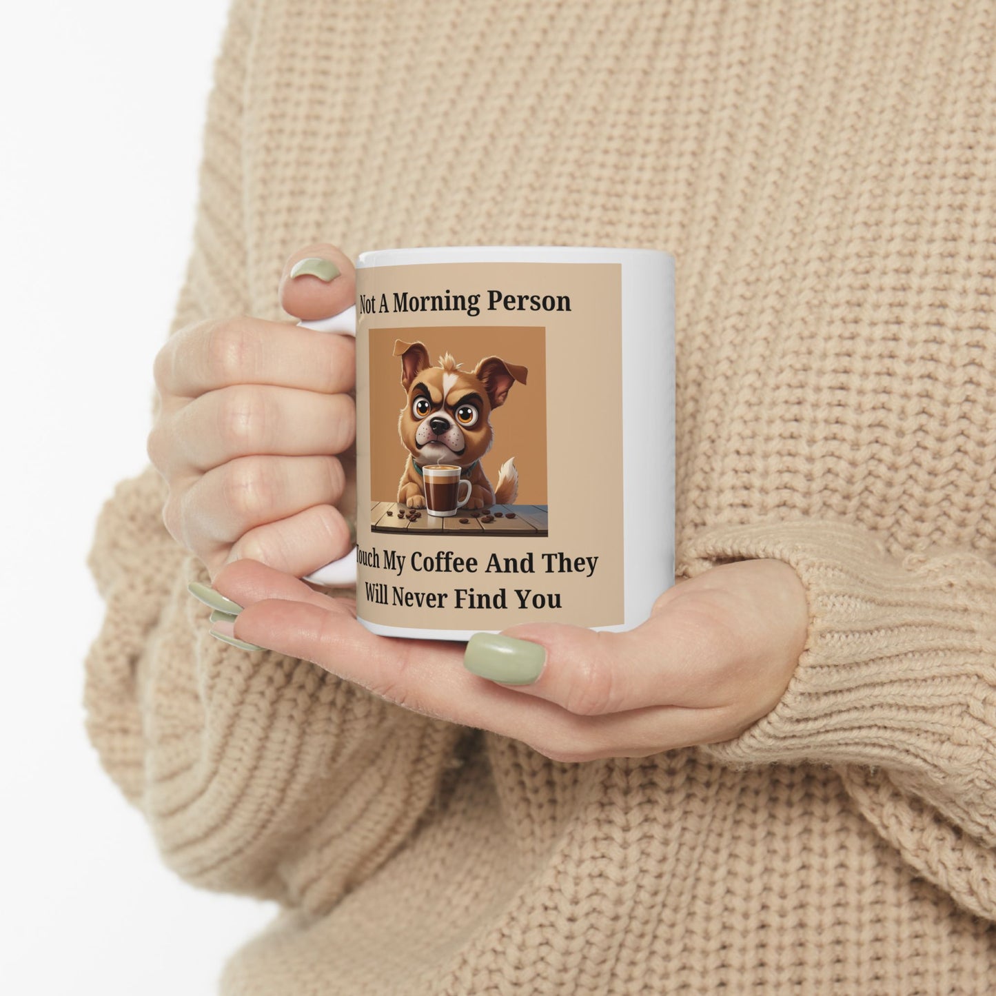 Not a Morning Person Mug - Person holding mug