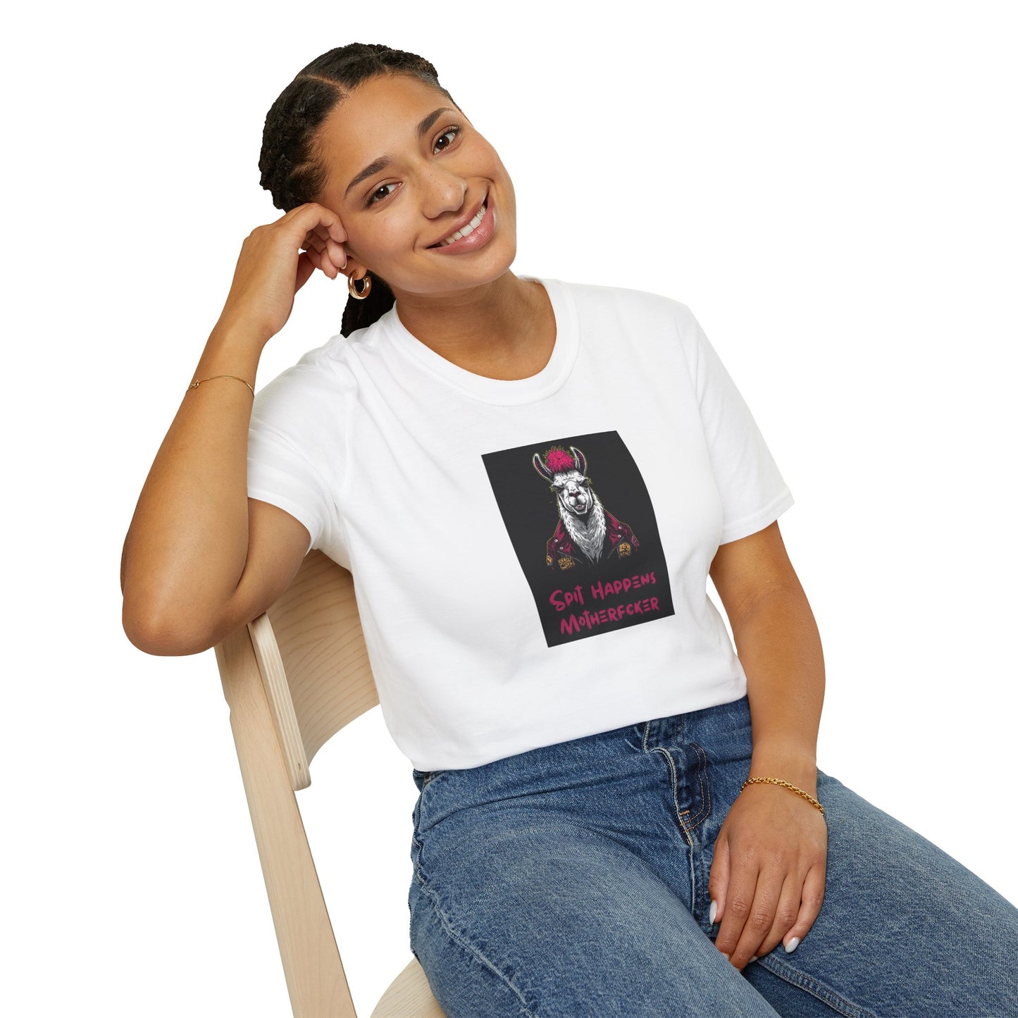Spit Happens, Motherfcker T-Shirt – Grungy Punk Llama Street Art Tee