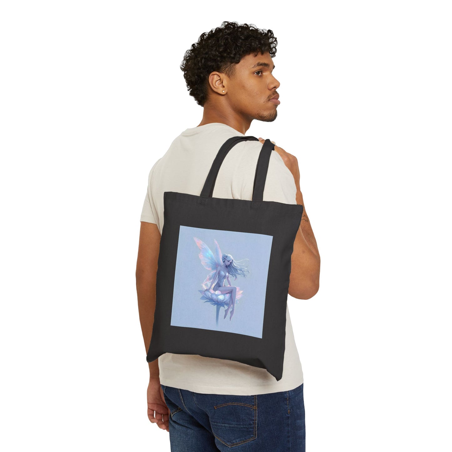 Crystals & Wings – Faerie Bloom Tote Bag in Black