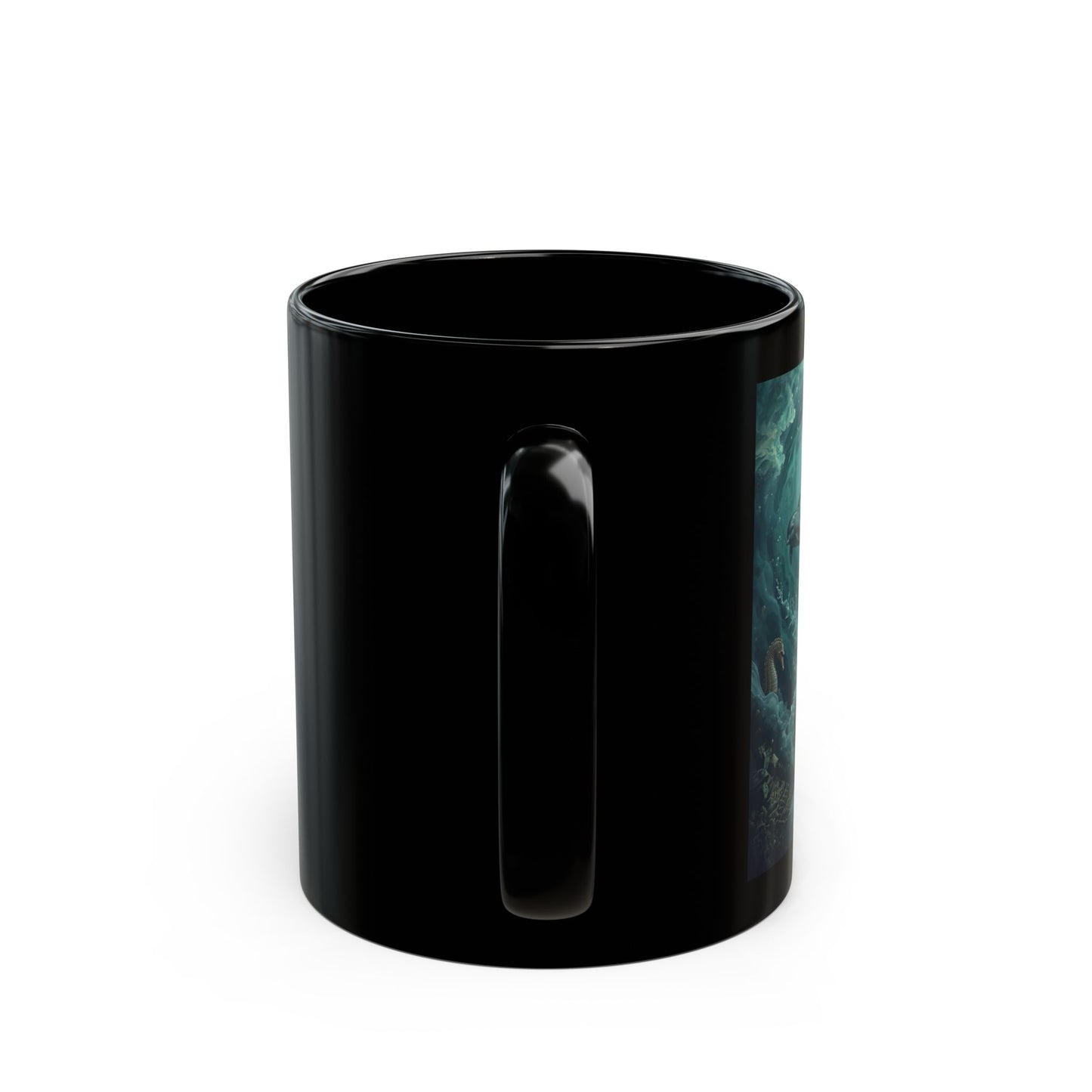 Amphitrite – Queen of the Sea - side view - black mug with Amphitrite image