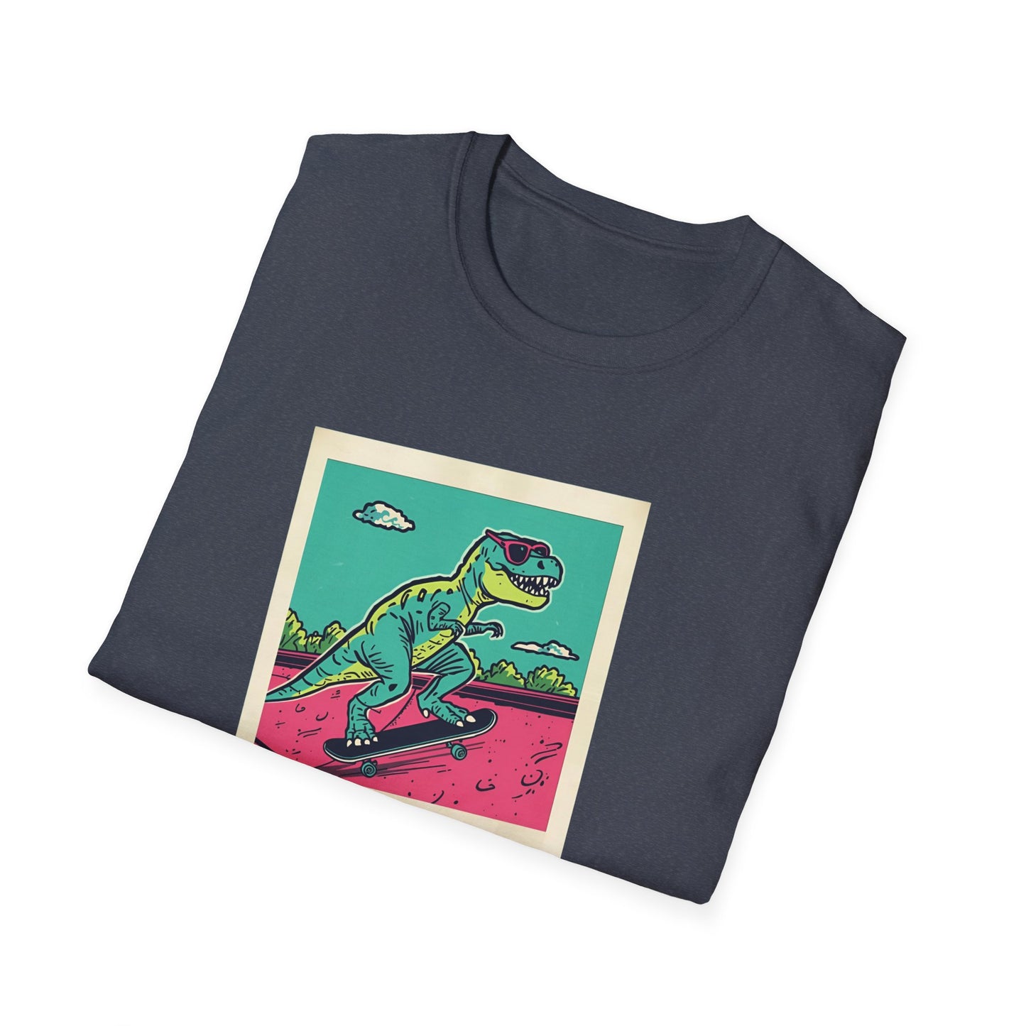 Retro Skater T-Rex T-Shirt – 90s Polaroid Dinosaur in Sunglasses