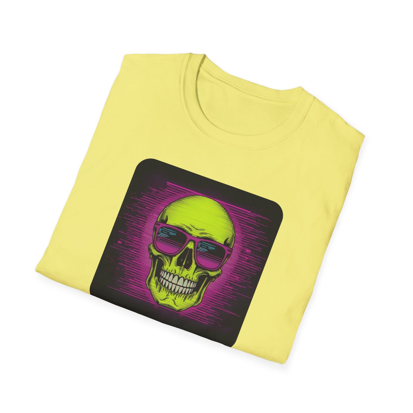 Game Over Retro Gamer Tee - Pixellated Skull in Cornsilk - Folded