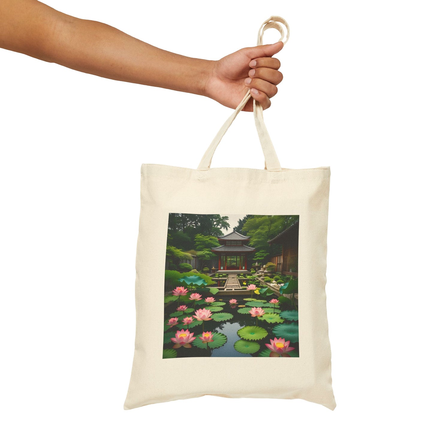 Zen Garden Cotton Canvas Tote Bag in Neutral