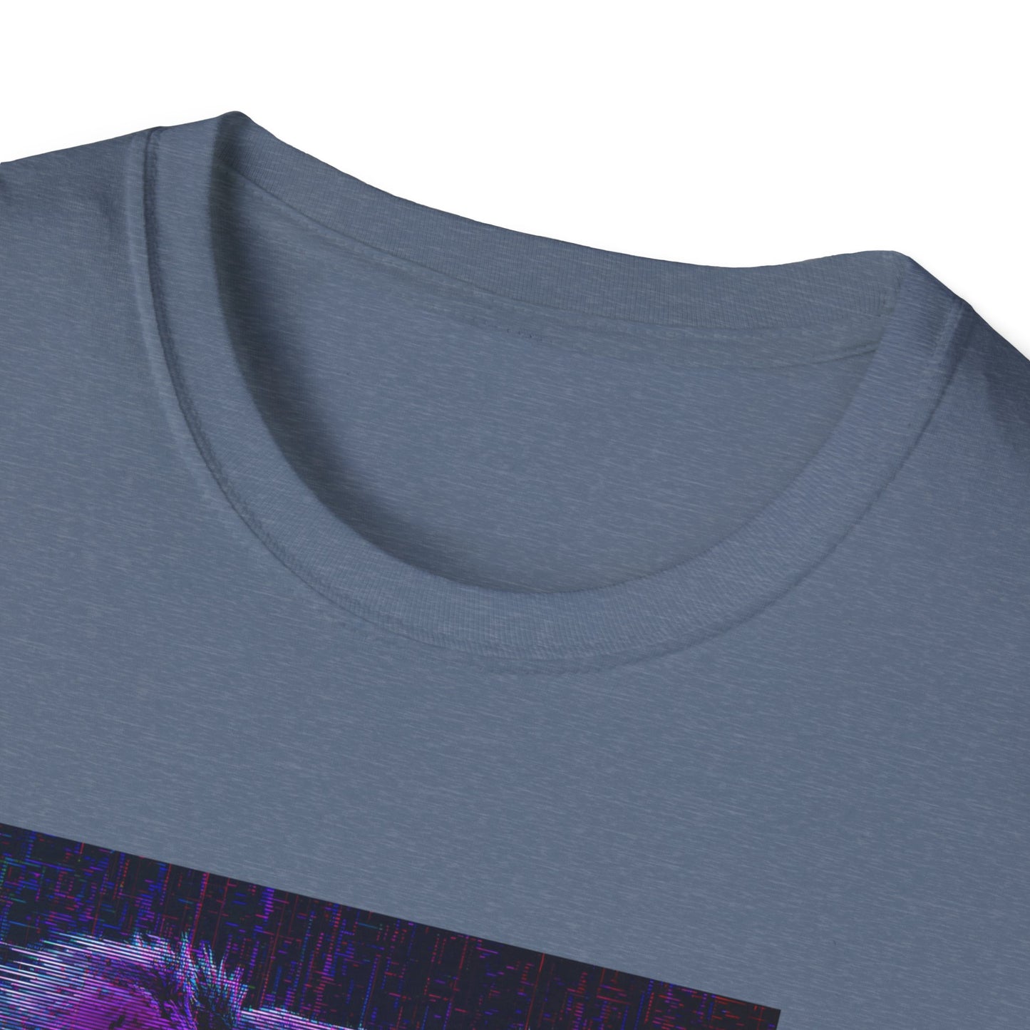 Pixellated Koala — Pixel Down Under Retro Gamer Tee in Heather Indigo - Neckline