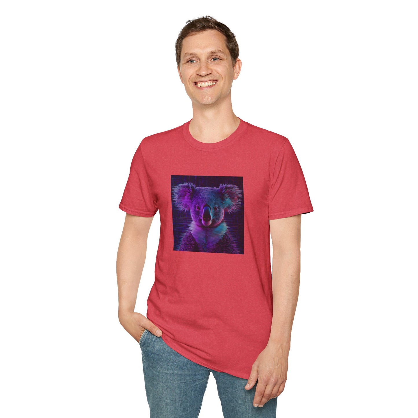 Pixellated Koala — Pixel Down Under Retro Gamer Tee in Heather Red