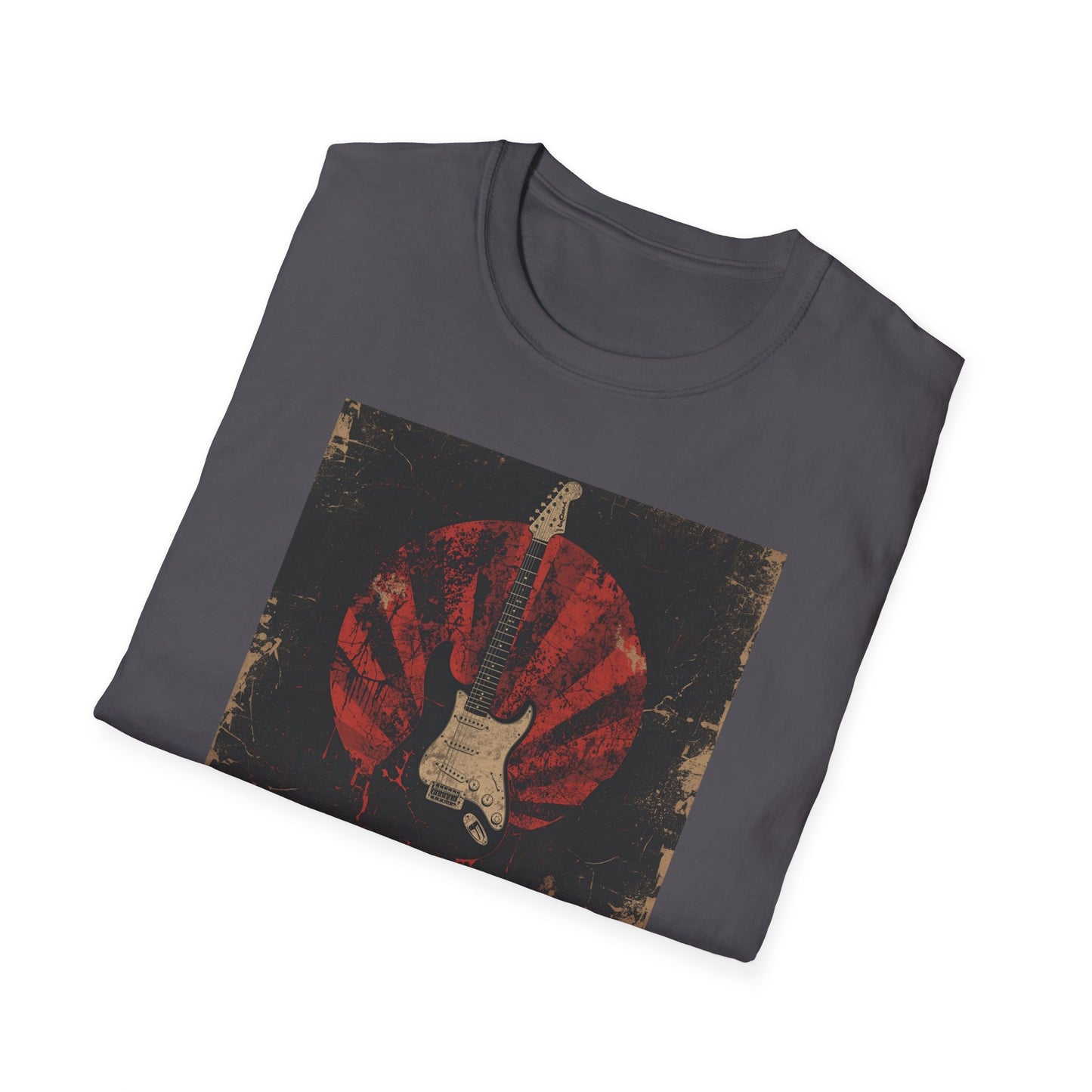 Rise of Sound - Vintage Guitar Sun Tee in Charcoal - Folded