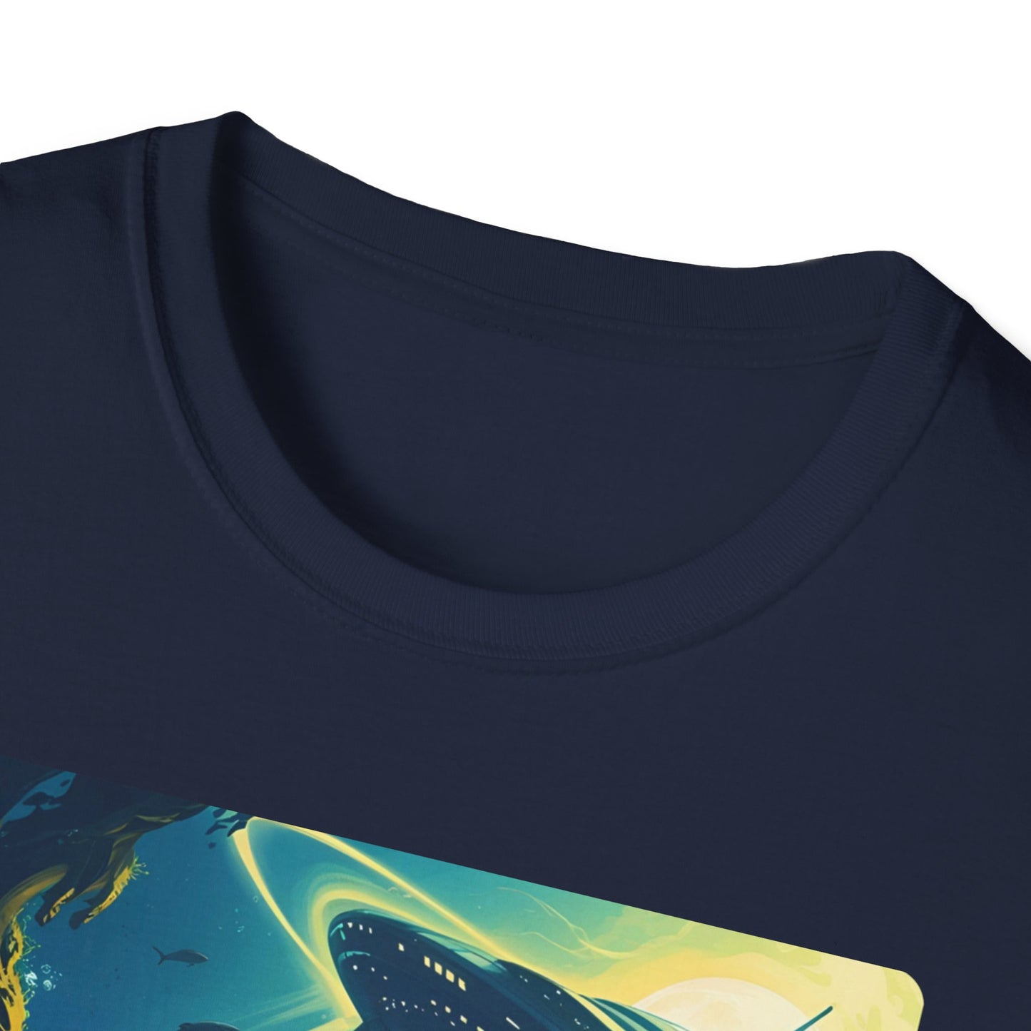 Awww Shit!!! UFO Encounter T-Shirt in Navy - Neckline