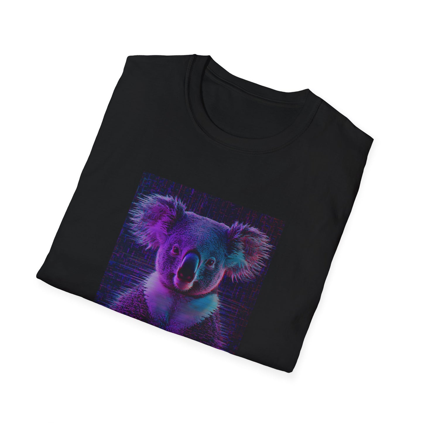 Pixellated Koala — Pixel Down Under Retro Gamer Tee in Black - Folded