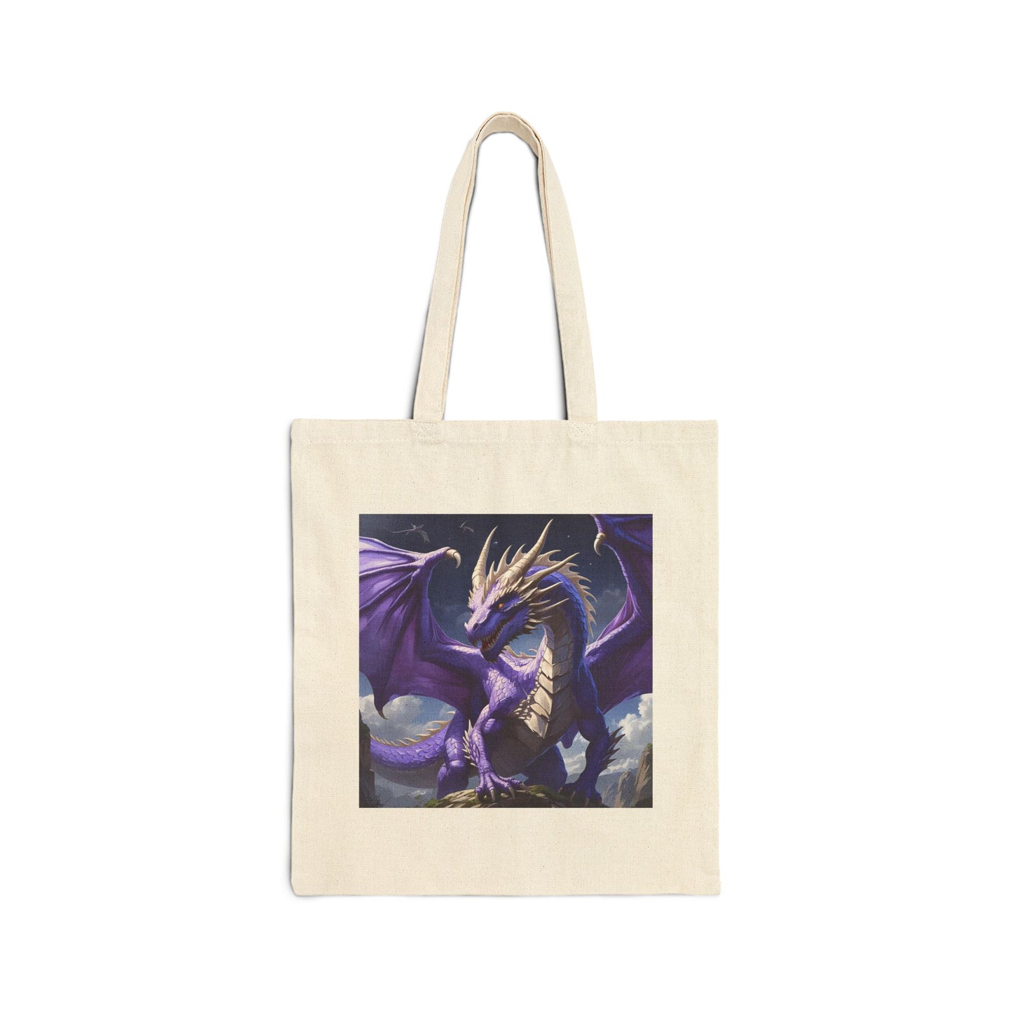 Empowering Purple Dragon Canvas Tote in Natural
