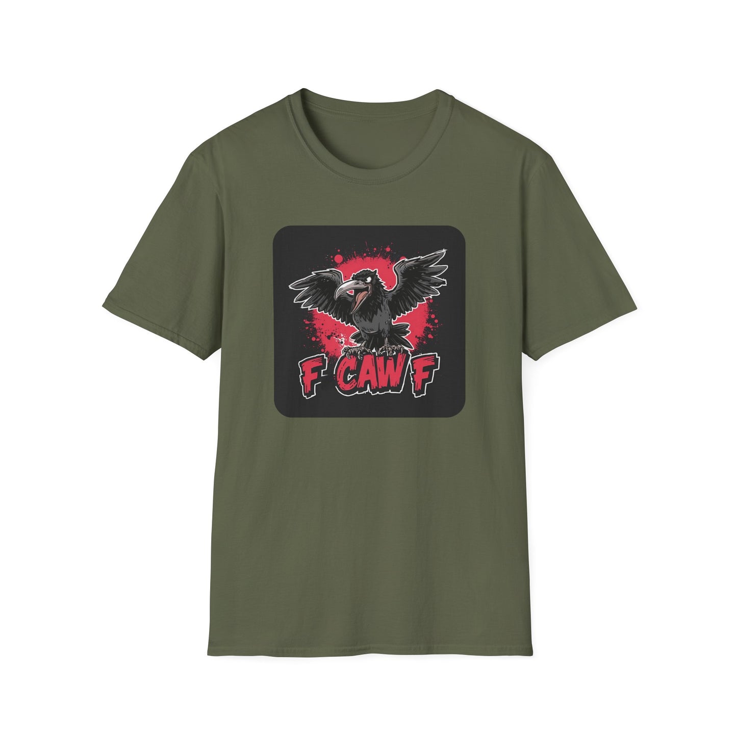 F Caw F – Gothic Crow Attitude T-Shirt in Military Green