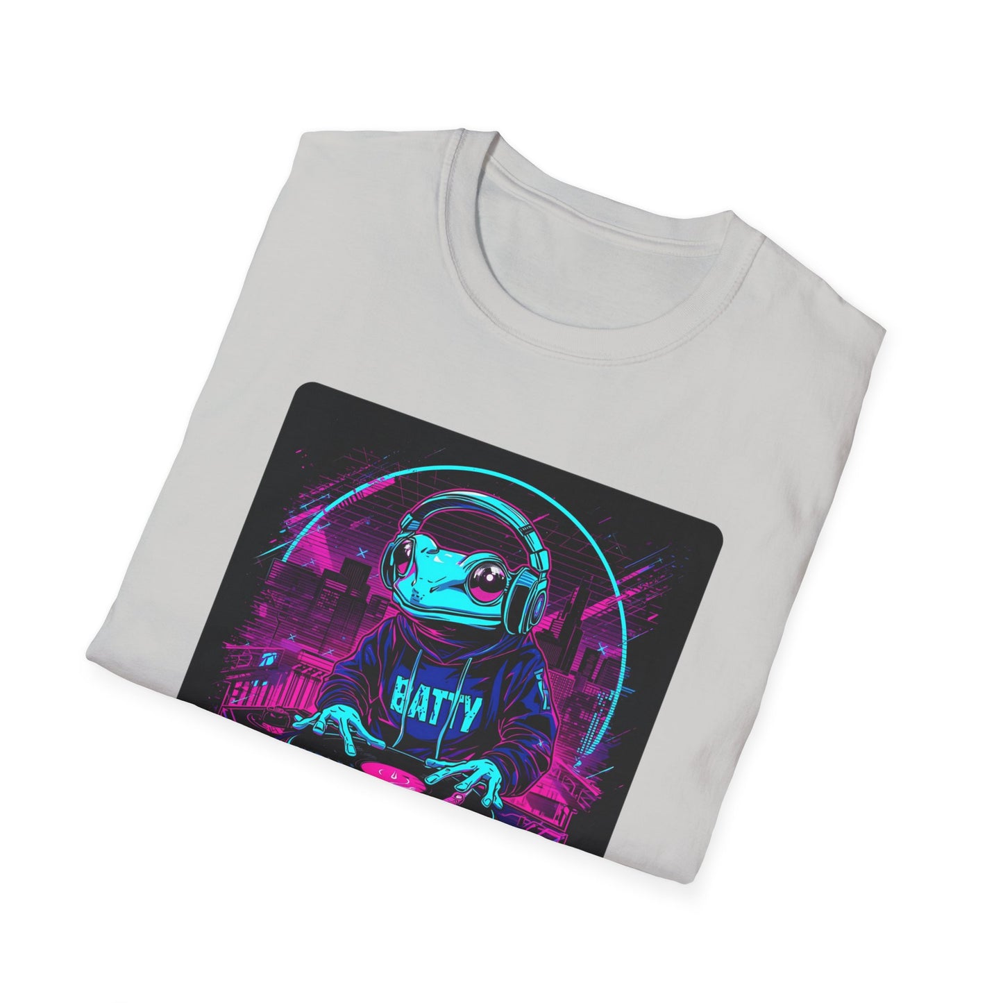 DJ Froggy on the Floor T-Shirt in Ice Grey - Folded