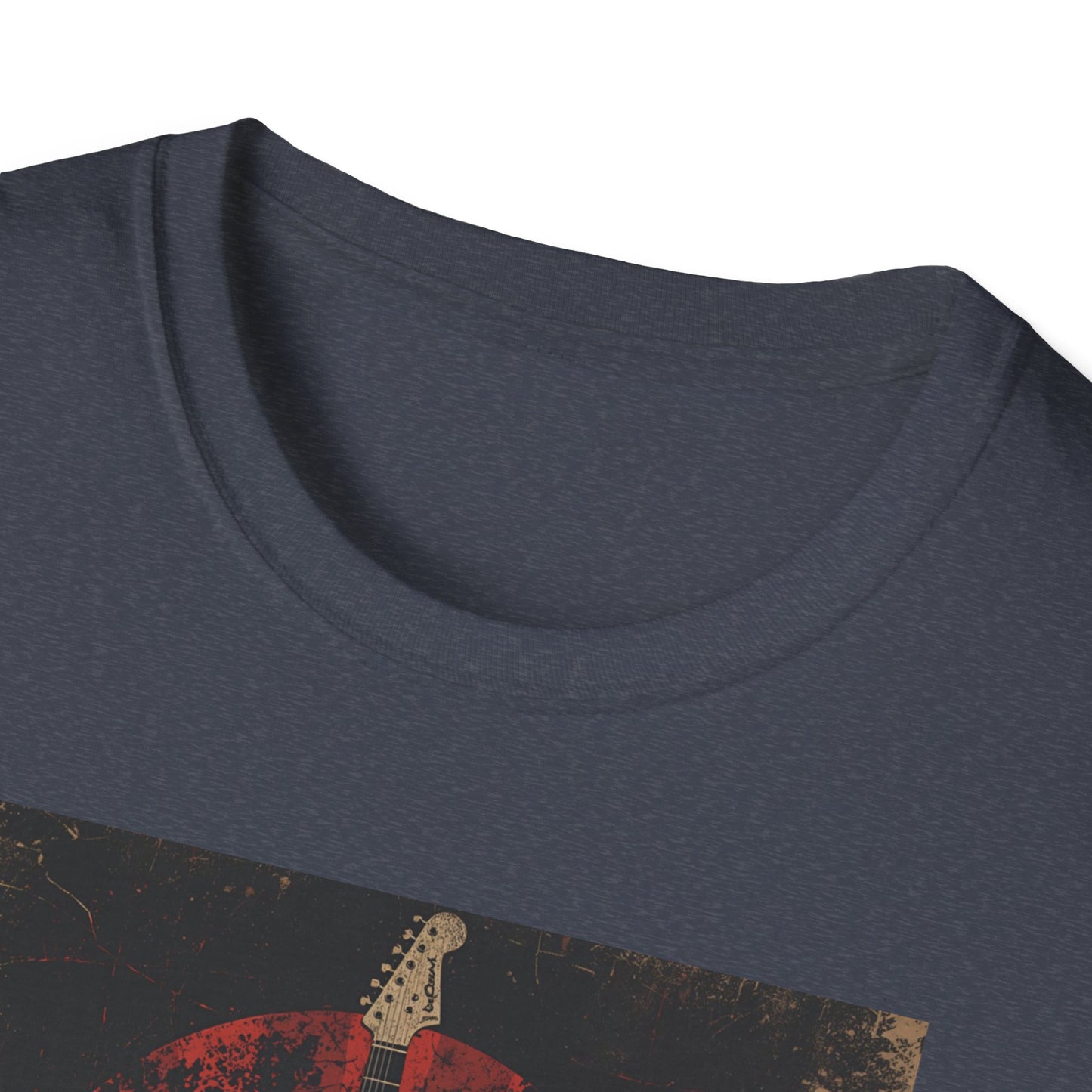 Rise of Sound - Vintage Guitar Sun Tee in Heather Navy - Neckline