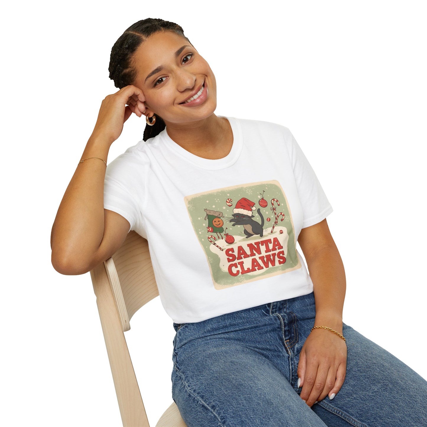 Santa Claws Festive T-Shirt in White