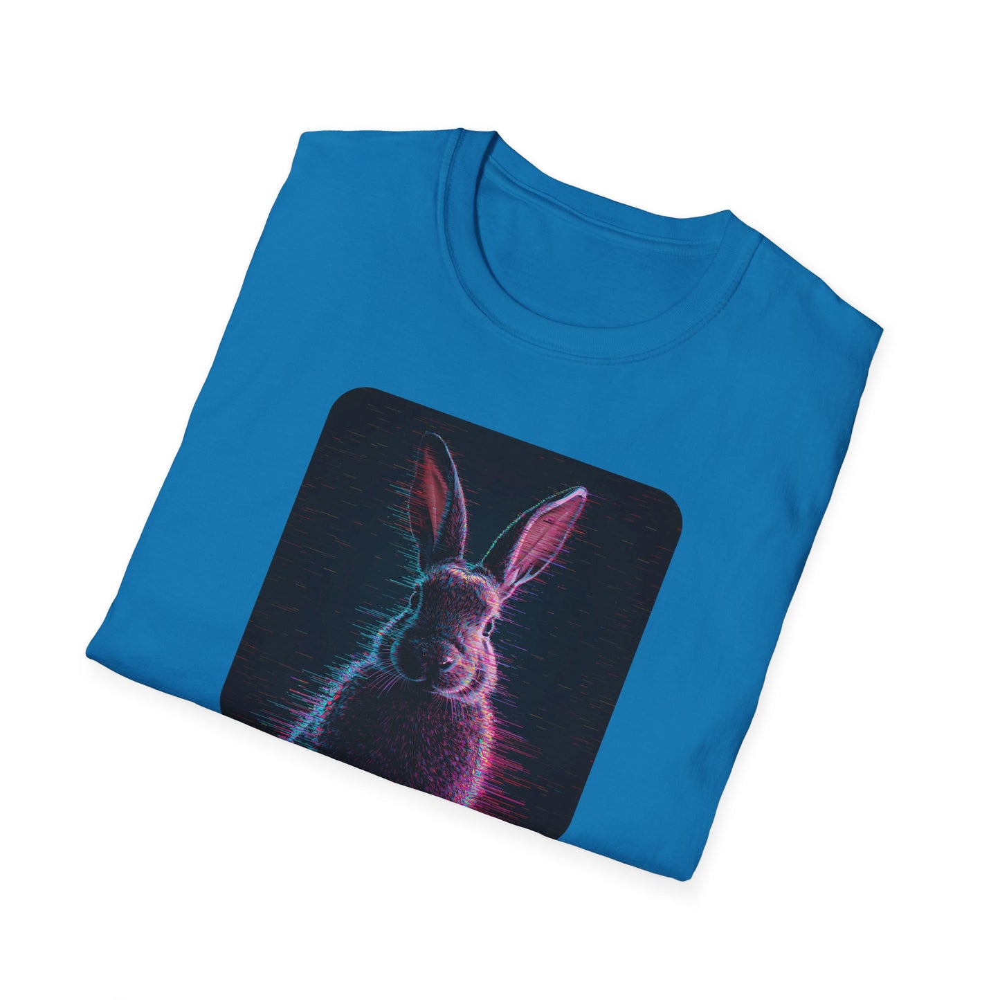 Pixellated Bunny — Hop Level Up Retro Gamer Tee in Sapphire - Folded