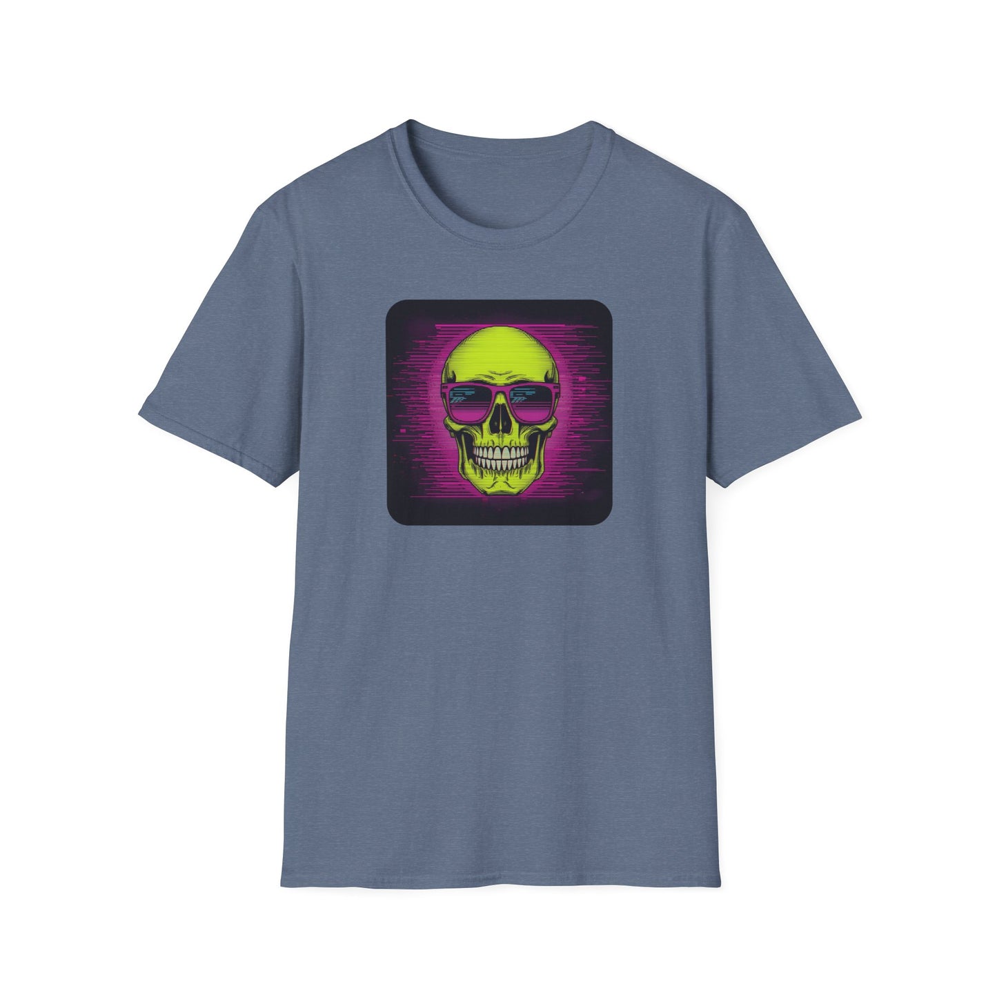 Game Over Retro Gamer Tee - Pixellated Skull in Heather Indigo