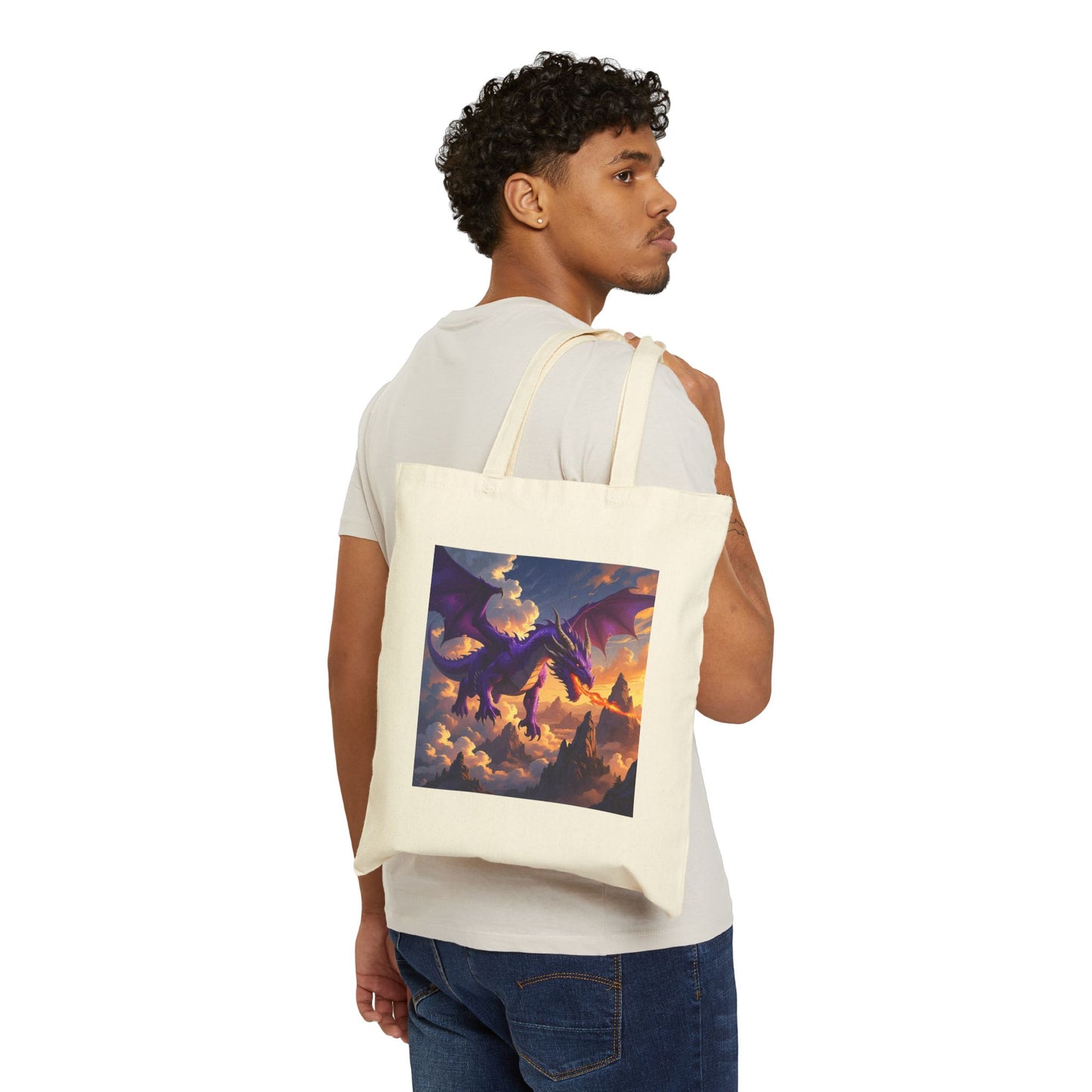 Amethyst Inferno – The Purple Dragon Tote Bag in Natural