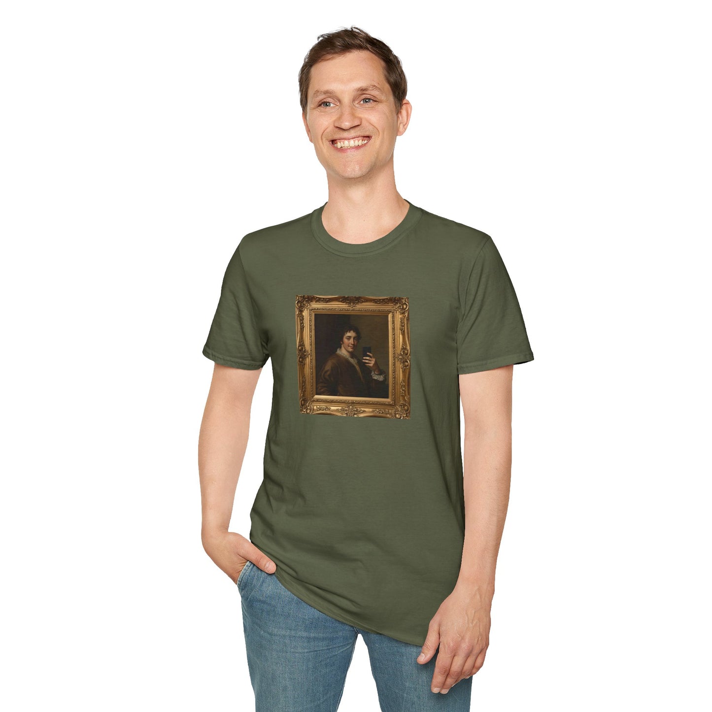 Renaissance Nobleman Selfie T-Shirt – Classical Art Parody with Modern Twist