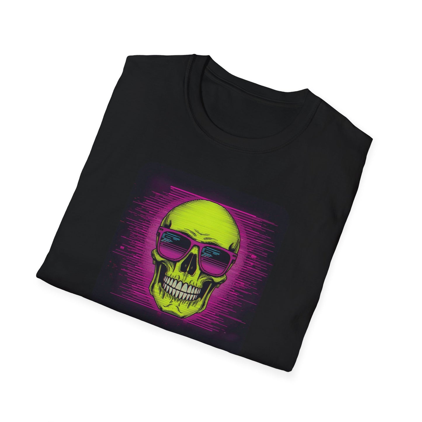 Game Over Retro Gamer Tee - Pixellated Skull in Black - Folded
