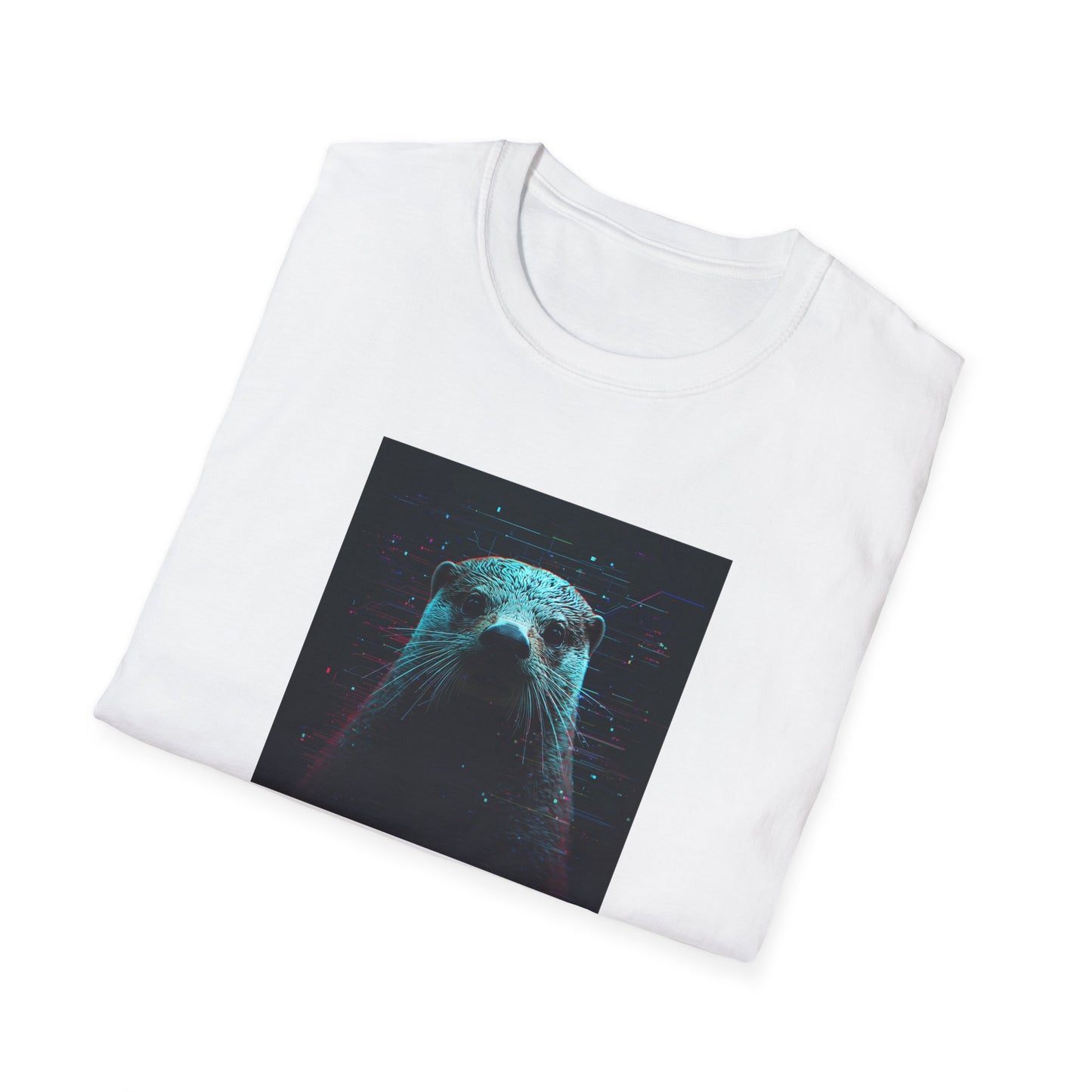 Pixellated Otter — Otterly Retro Gamer Tee in White - Folded