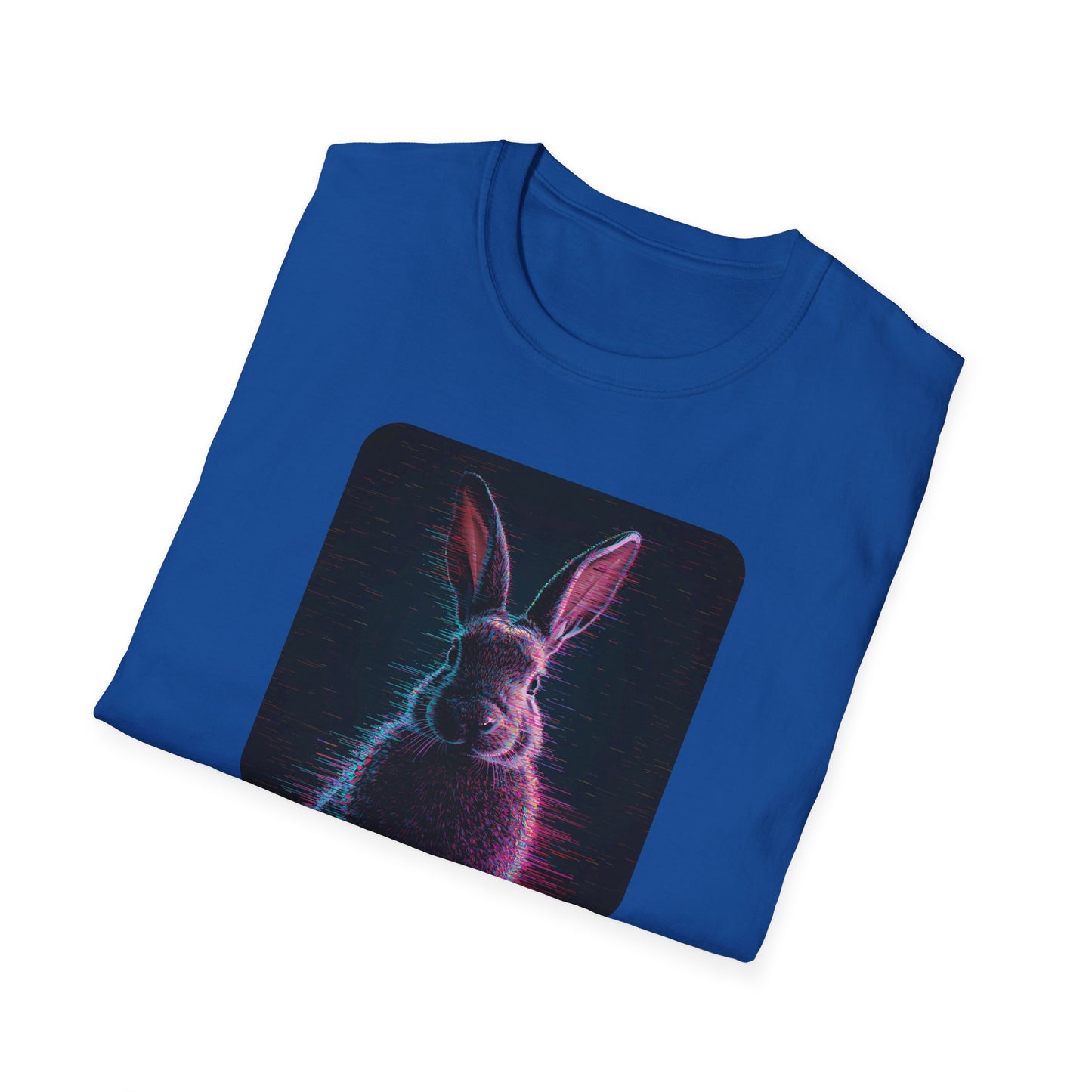 Pixellated Bunny — Hop Level Up Retro Gamer Tee in Royal - Folded