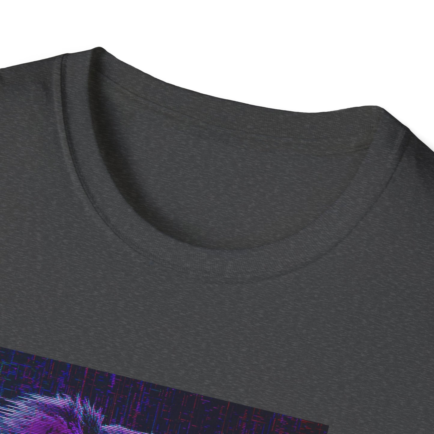 Pixellated Koala — Pixel Down Under Retro Gamer Tee in Dark Heather - Neckline