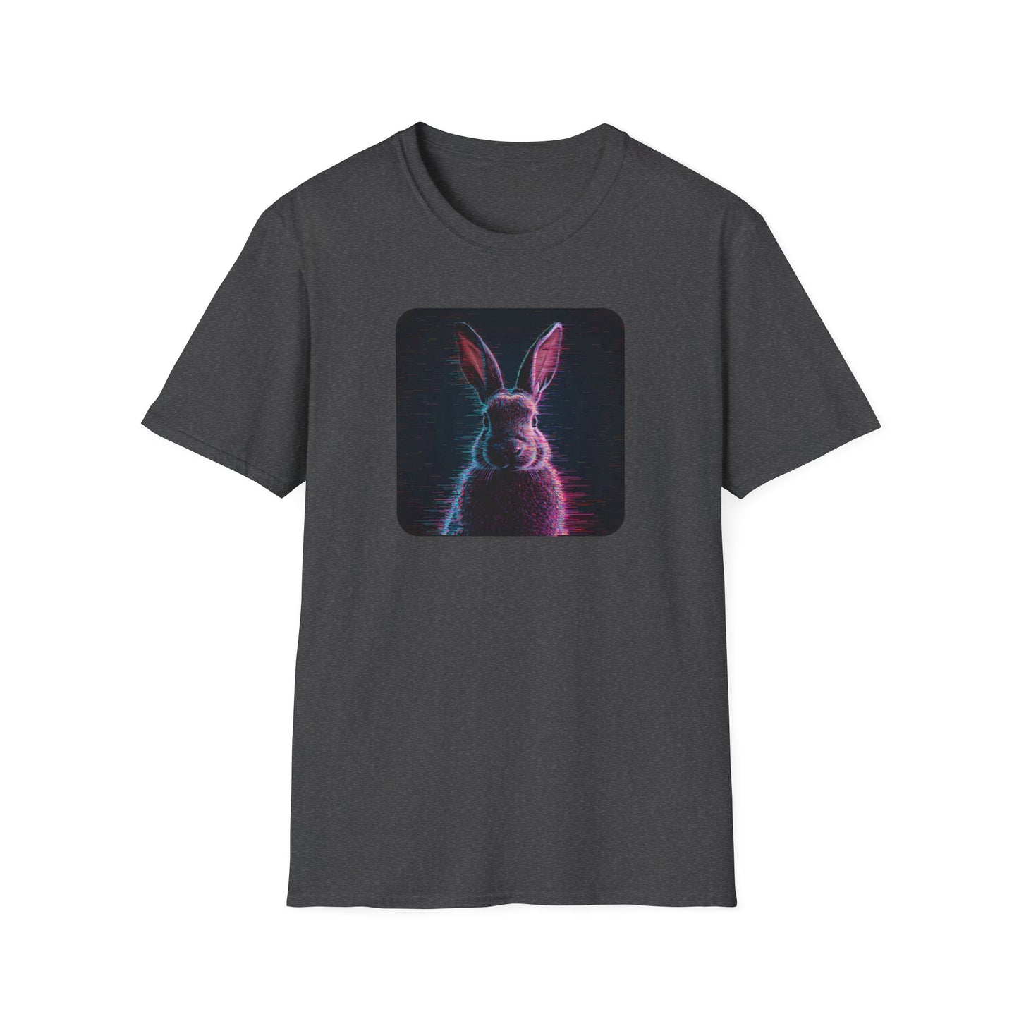 Pixellated Bunny — Hop Level Up Retro Gamer Tee in Dark Heather