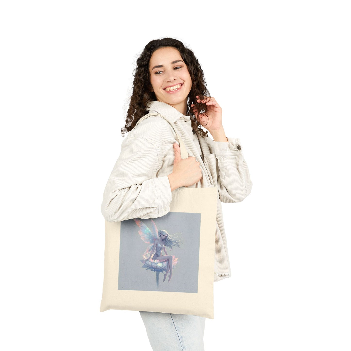 Crystals & Wings – Faerie Bloom Tote Bag in Natural