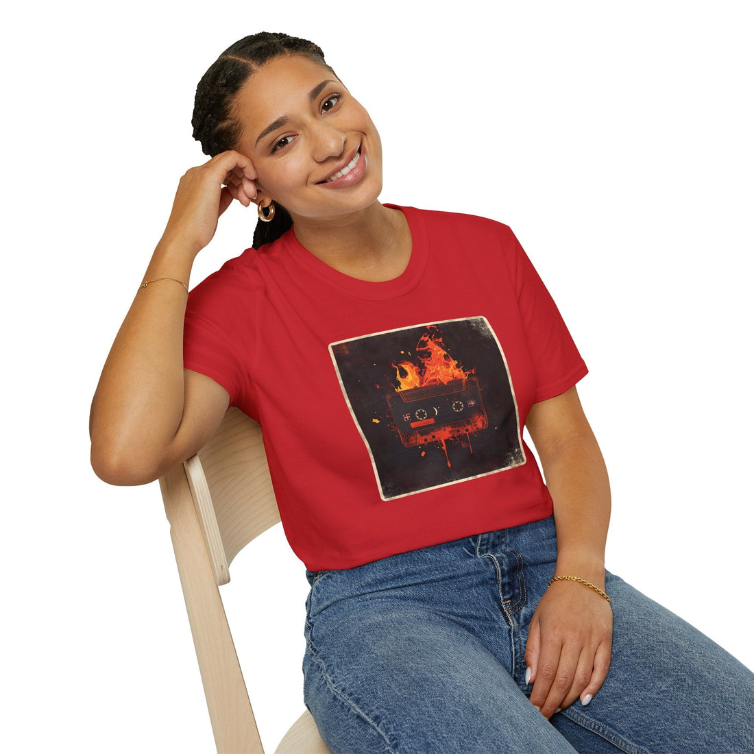 Memories - Vintage Cassette Fire T-Shirt in Red