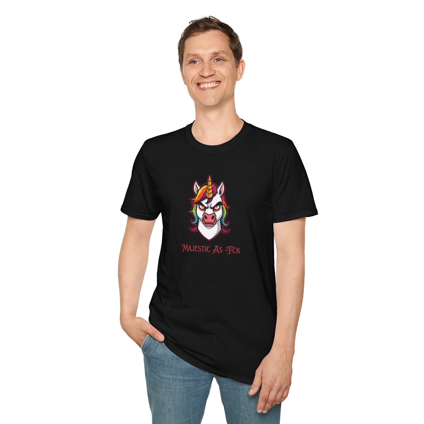Majestic As Fck Unicorn T-Shirt – Angry Neon Rainbow Unicorn Tee