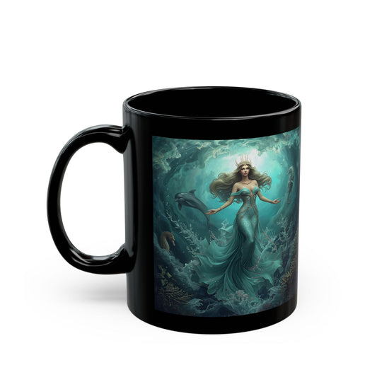 Amphitrite – Queen of the Sea - black mug with Amphitrite image