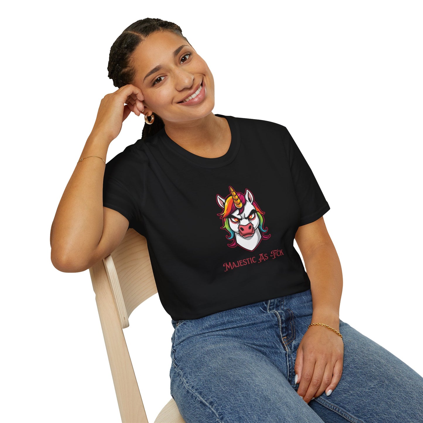 Majestic As Fck Unicorn T-Shirt – Angry Neon Rainbow Unicorn Tee