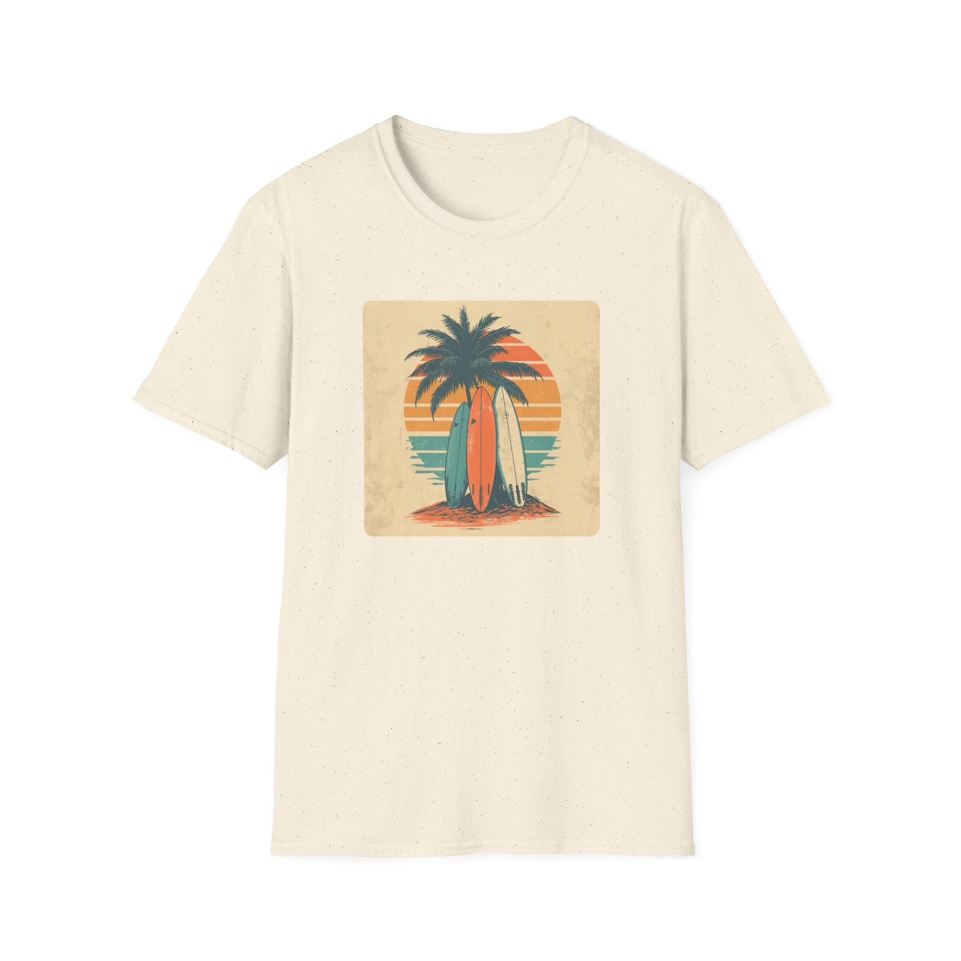 Retro Surfboard Trio – Vintage Surf Culture Tee in Neutral