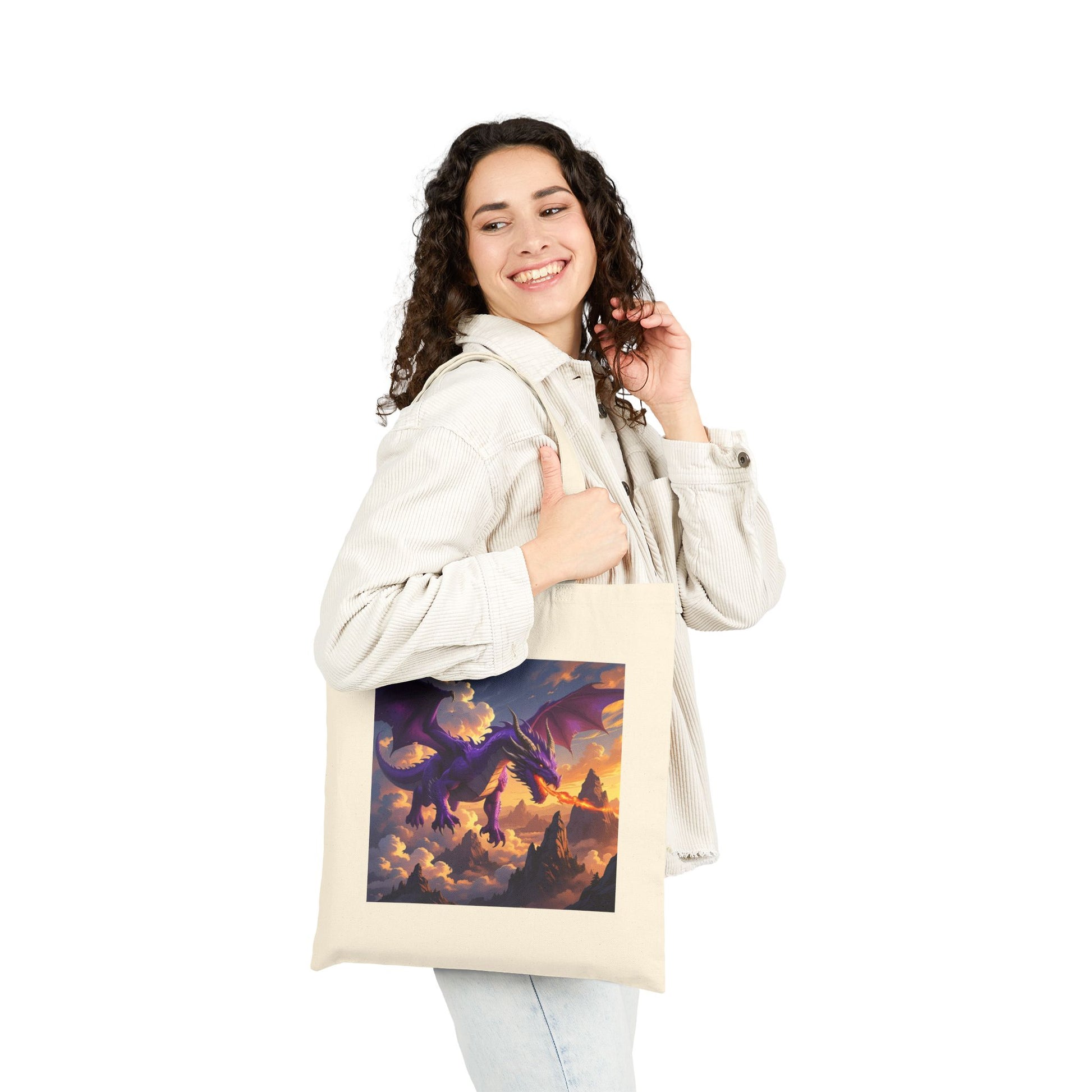 Amethyst Inferno – The Purple Dragon Tote Bag in Natural