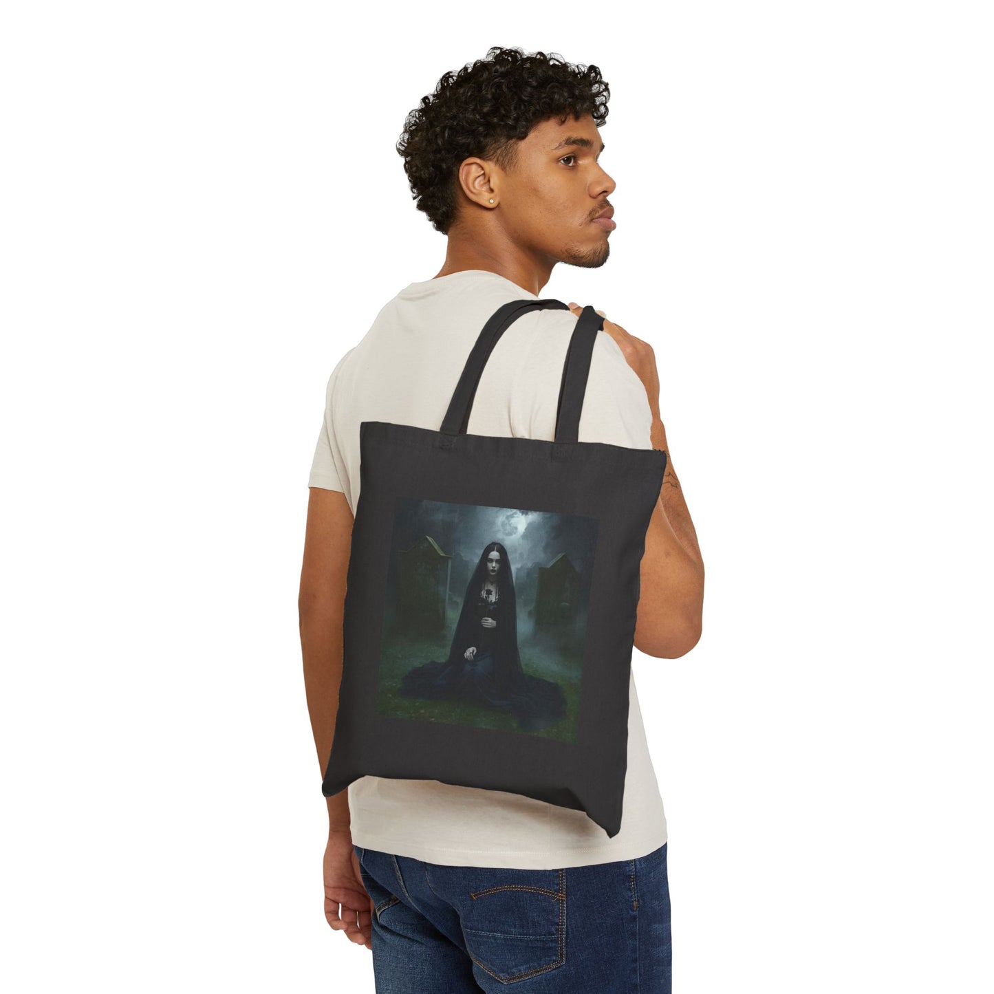 Veil of Mourning - Gothic Art Tote Bag in Black