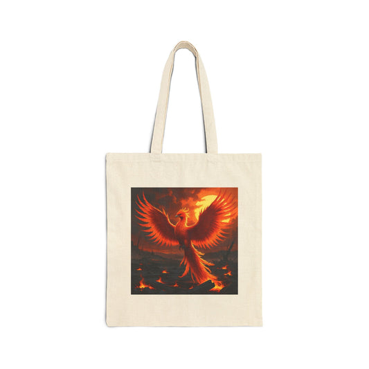 Phoenix Fire Cotton Canvas Tote Bag in Natural