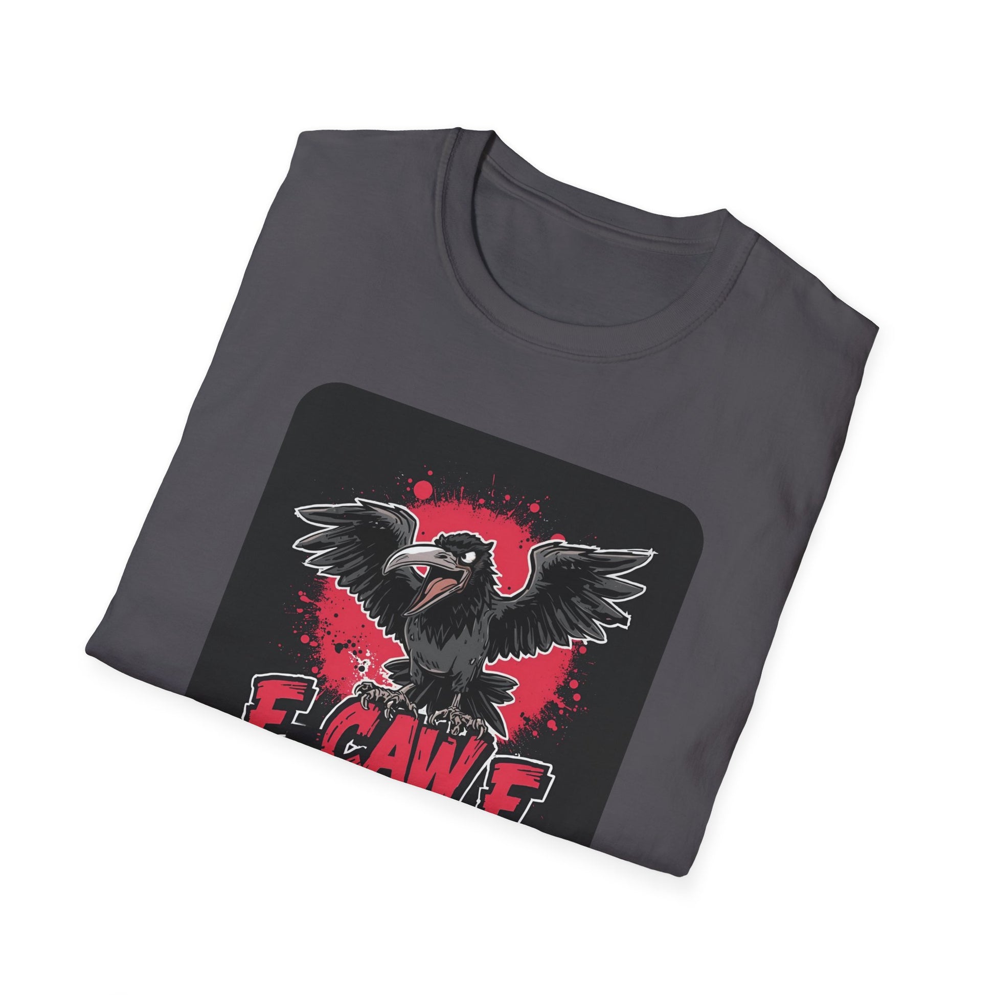 F Caw F – Gothic Crow Attitude T-Shirt in Charcoal - Folded