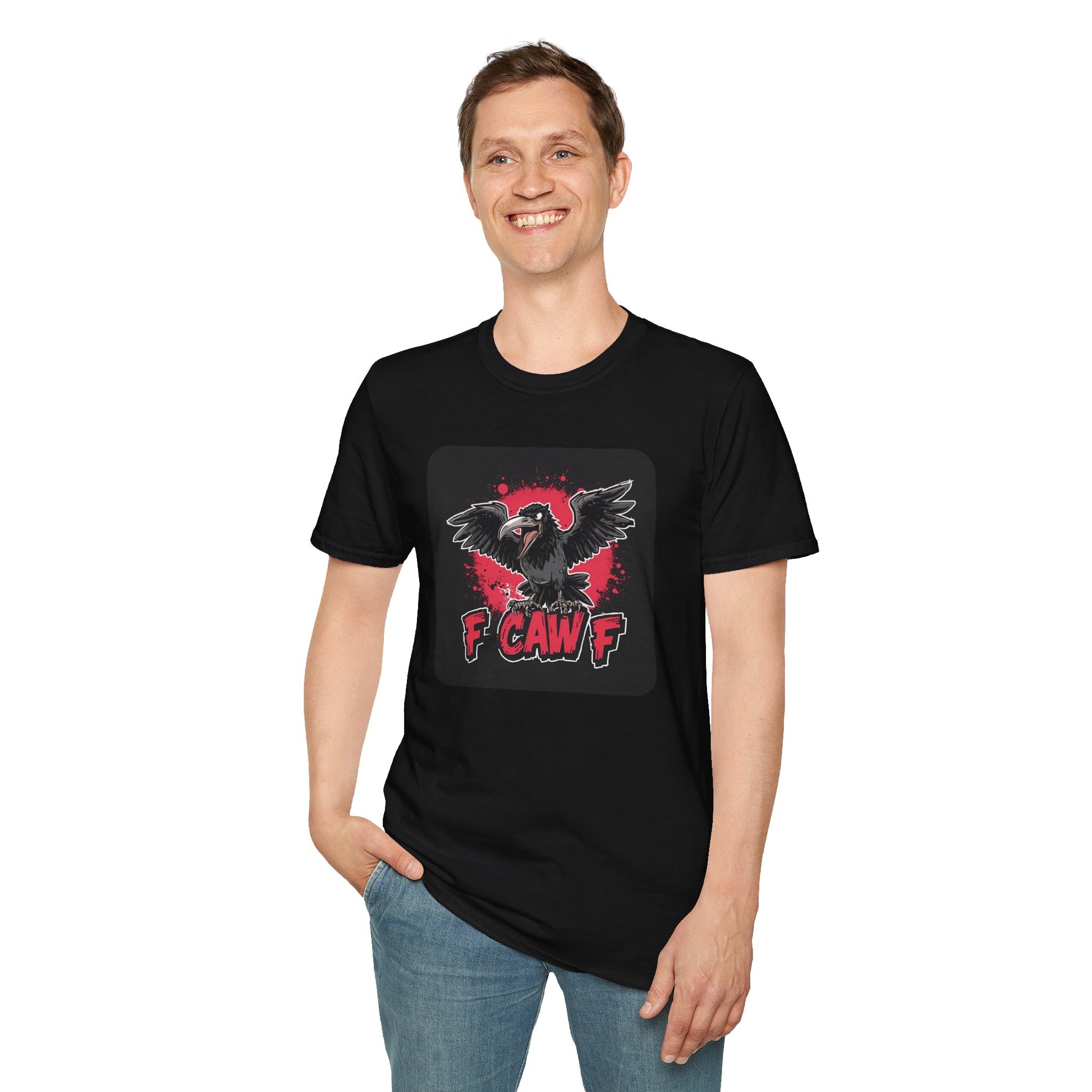 F Caw F – Gothic Crow Attitude T-Shirt in Black