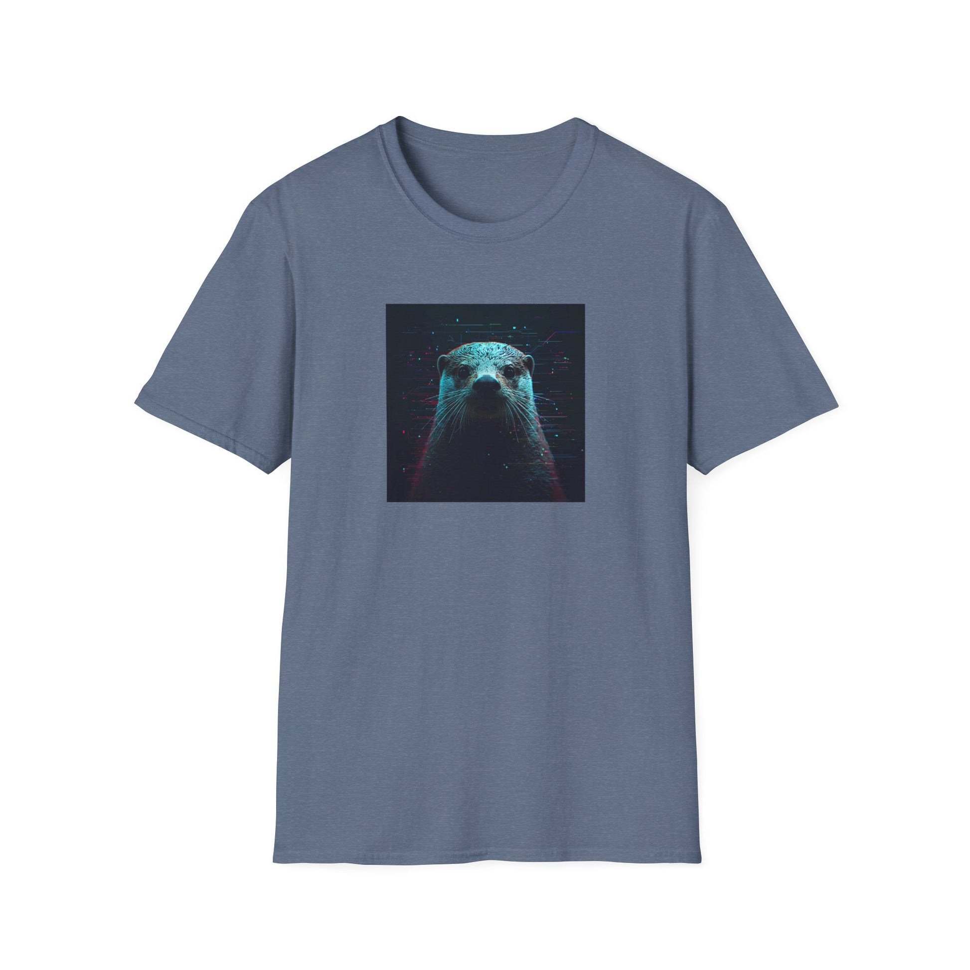 Pixellated Otter — Otterly Retro Gamer Tee in Heather Indigo