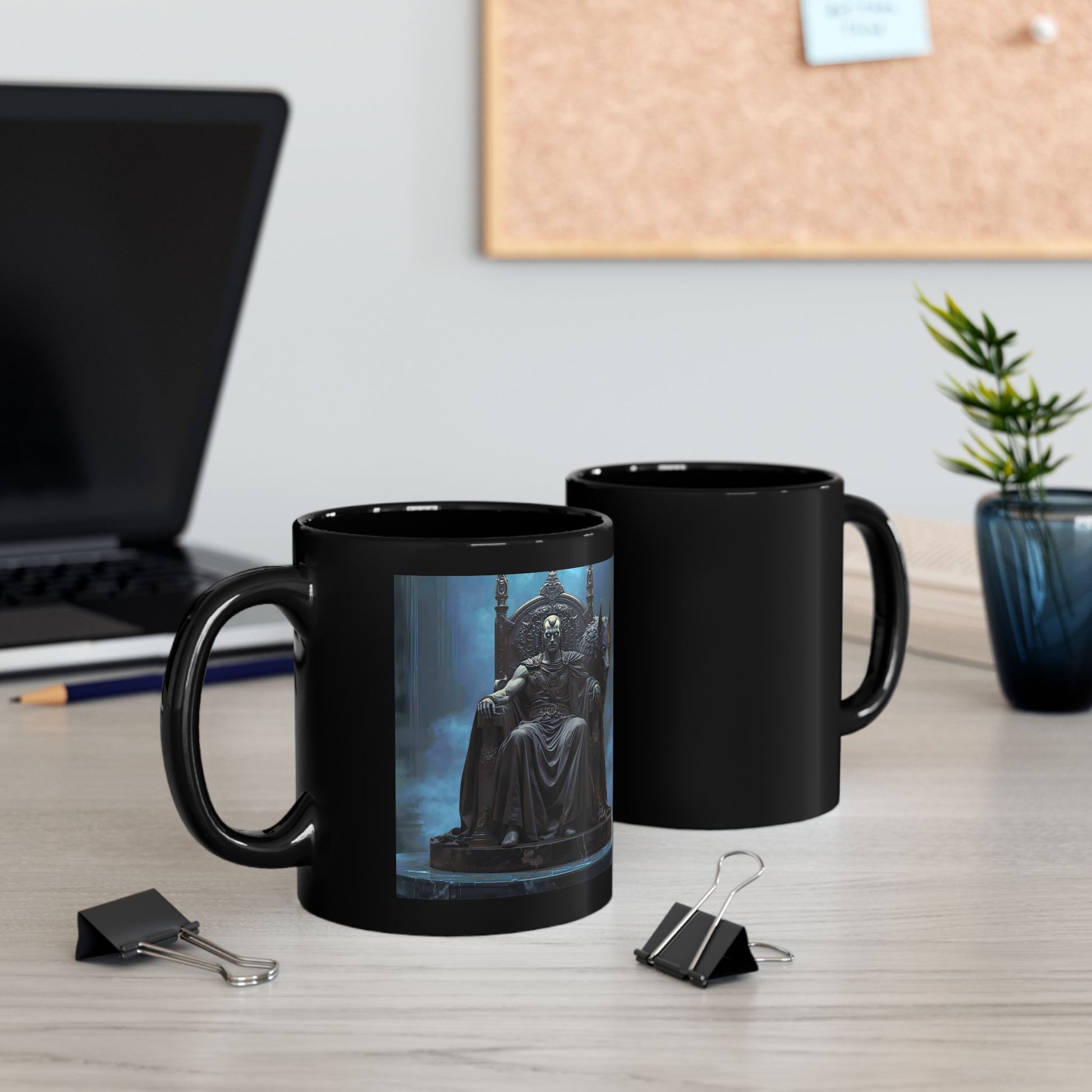 Hades Mug with underworld god artwork - front and back view
