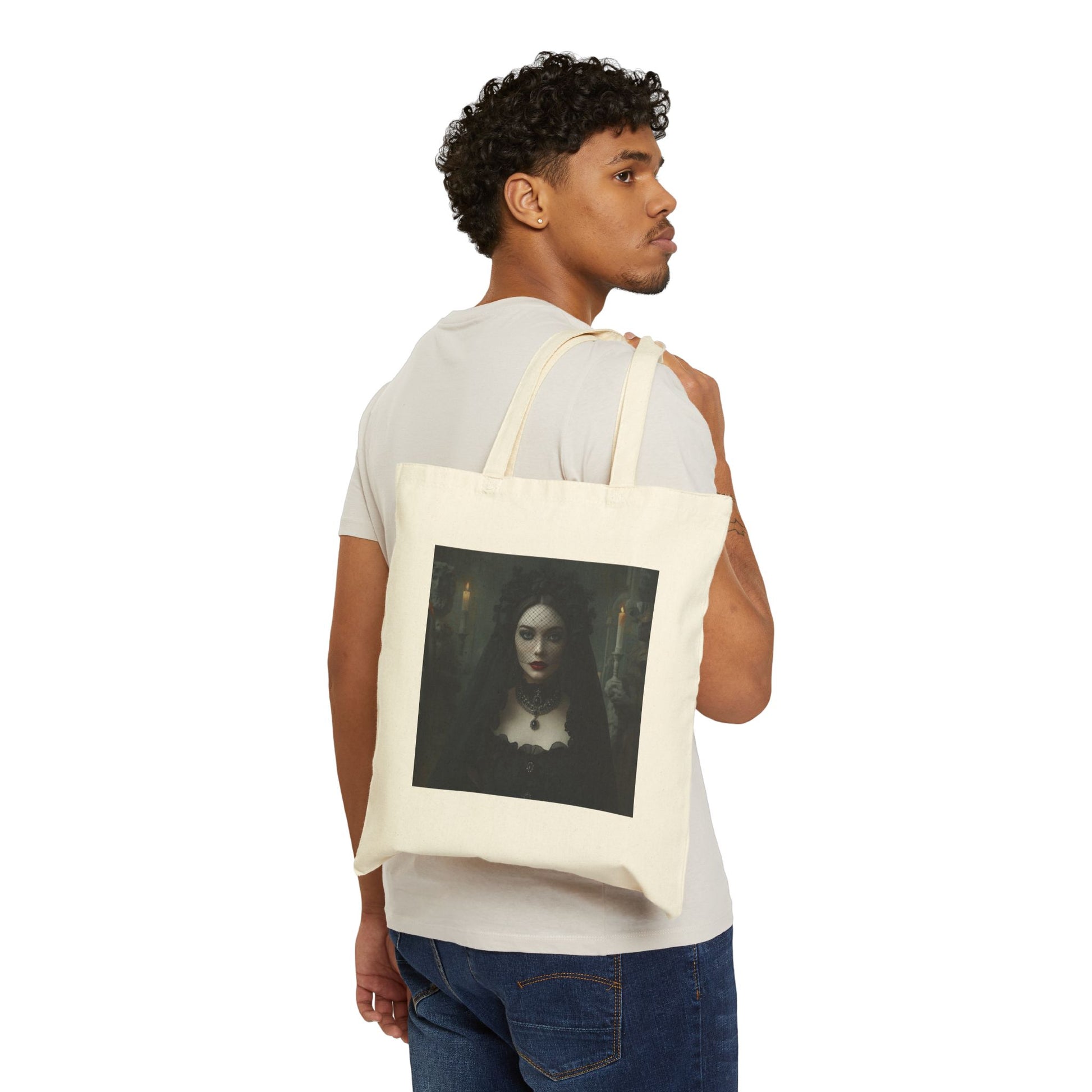 Veil of Mourning Cotton Canvas Tote Bag in Natural