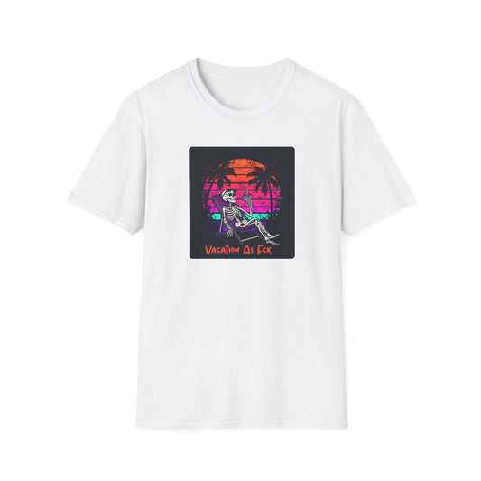 Vacation As Fck T-Shirt – Chill Neon Skeleton Beach Tee