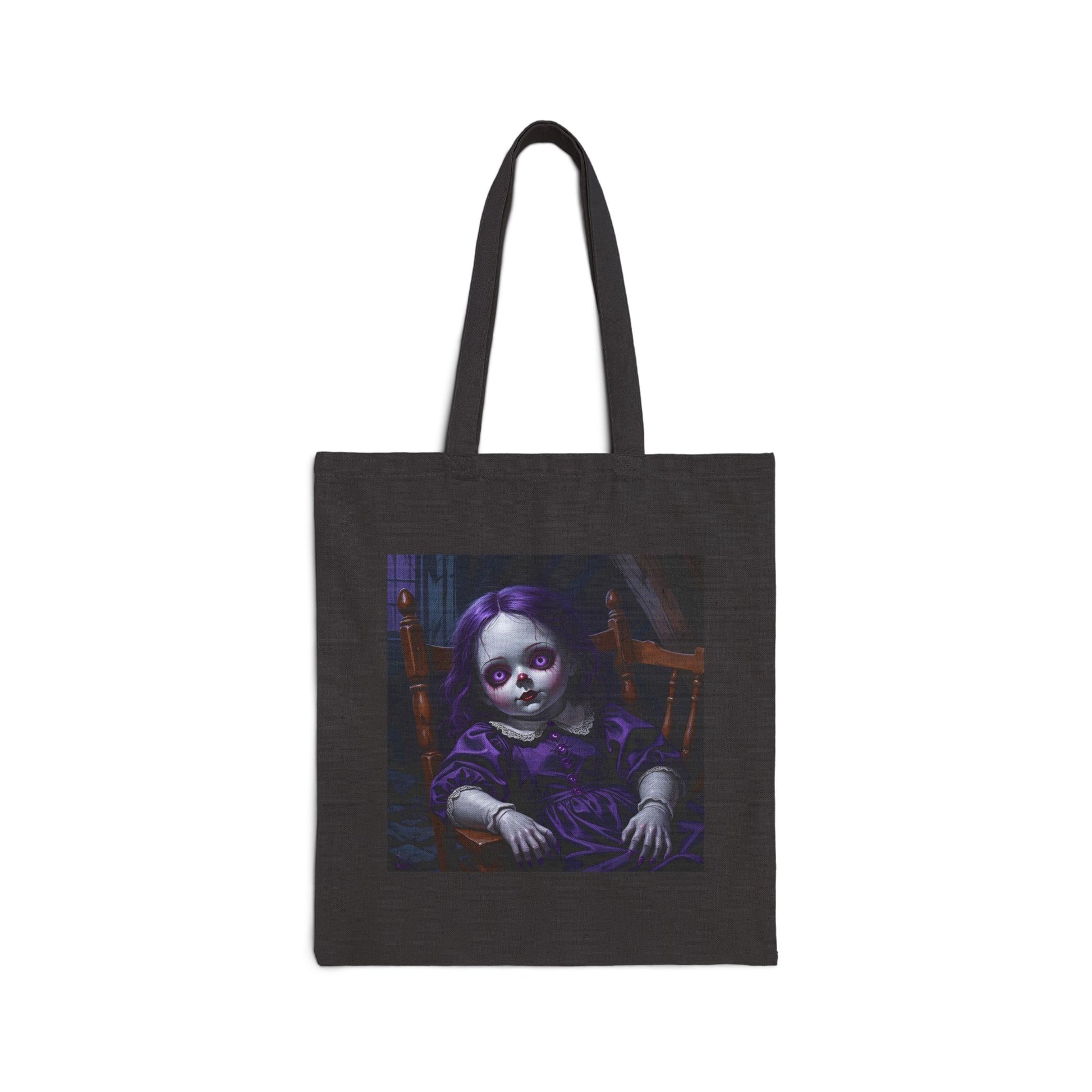 Lili Mae - Creepy Vintage Doll Canvas Tote in Black