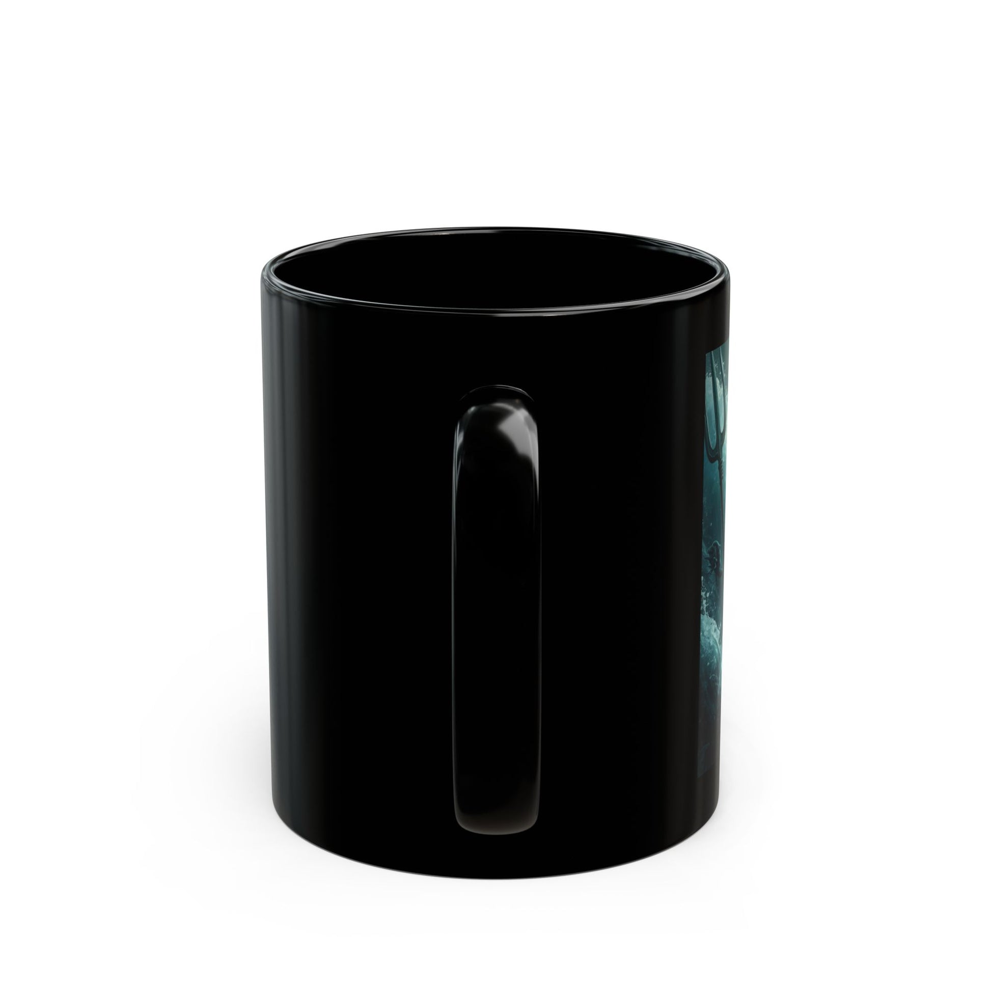 Poseidon Mug with sea god artwork - side view