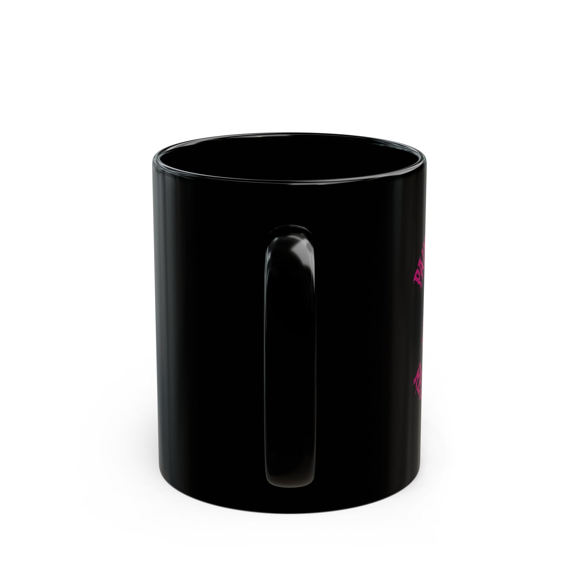 Pain Is Temporary, Regret Is Forever – Dark Grunge Coffee Mug - side view - black mug with motivational text