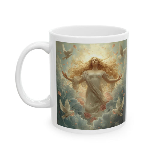 Aphrodite – Goddess of Love and Beauty Mug - white mug with image of Aphrodite 