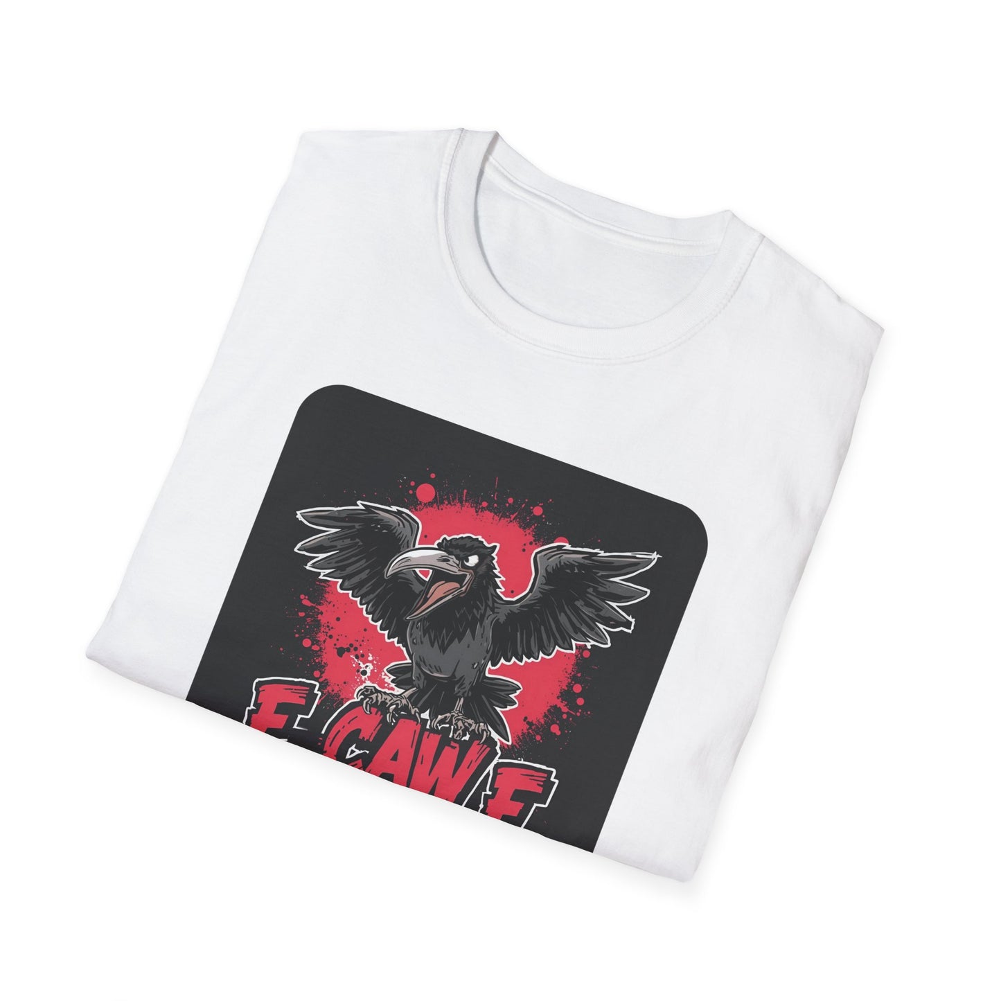 F Caw F – Gothic Crow Attitude T-Shirt in White - Folded