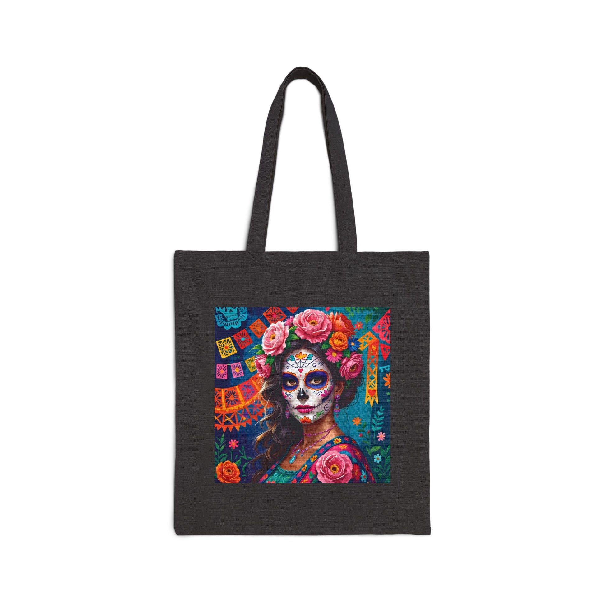 Rosé Reverie Tote Bag with pink Día de los Muertos beauty artwork