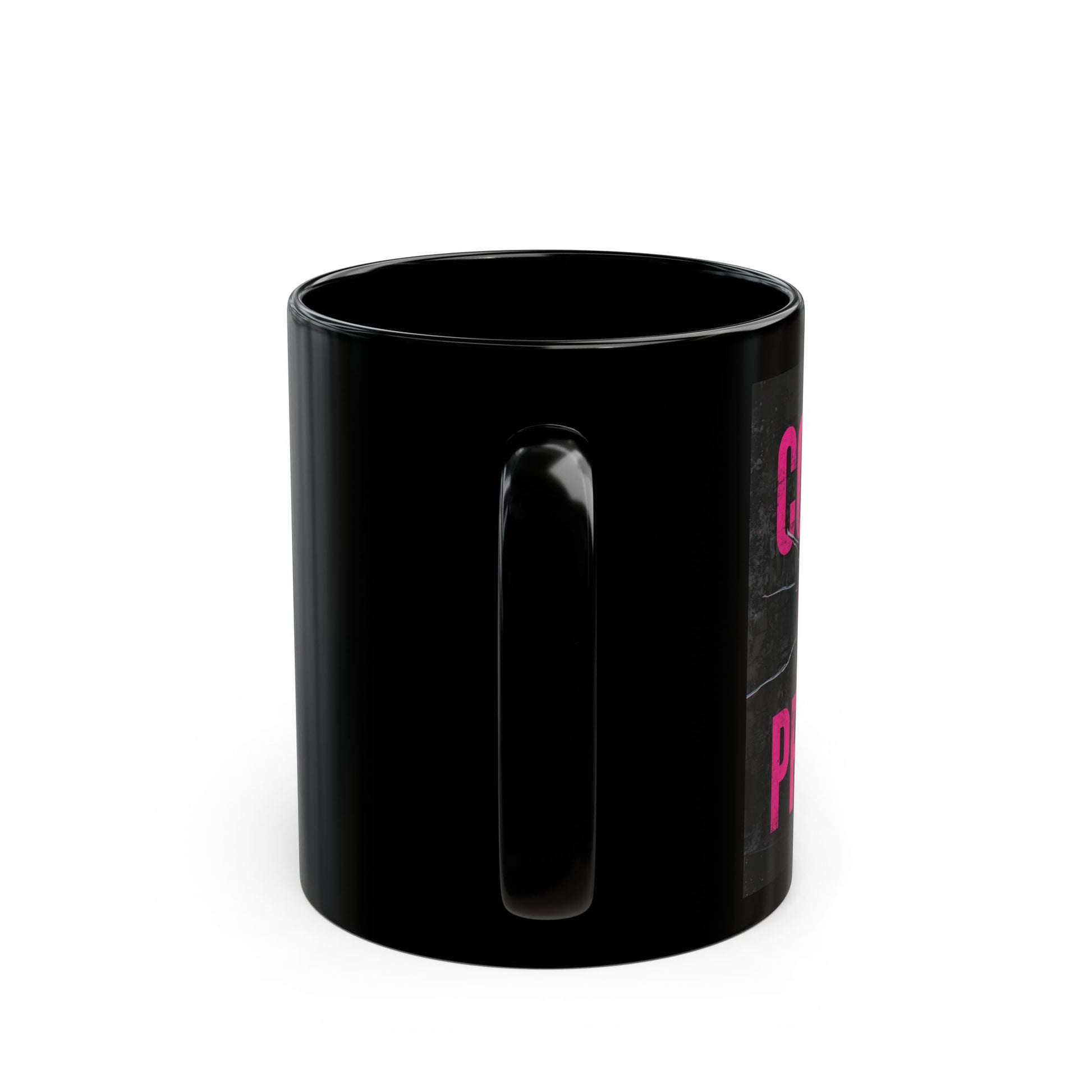 Comfort Kills Progress – Urban Grind Mug - side view - black mug with motivational text