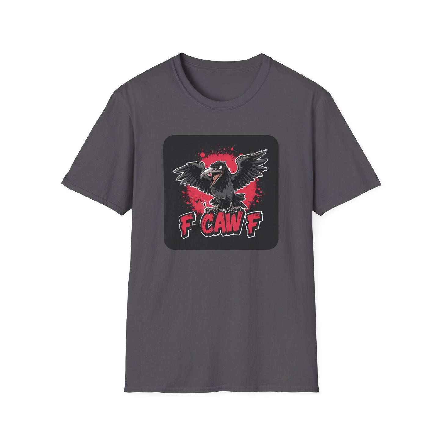 F Caw F – Gothic Crow Attitude T-Shirt in Charcoal